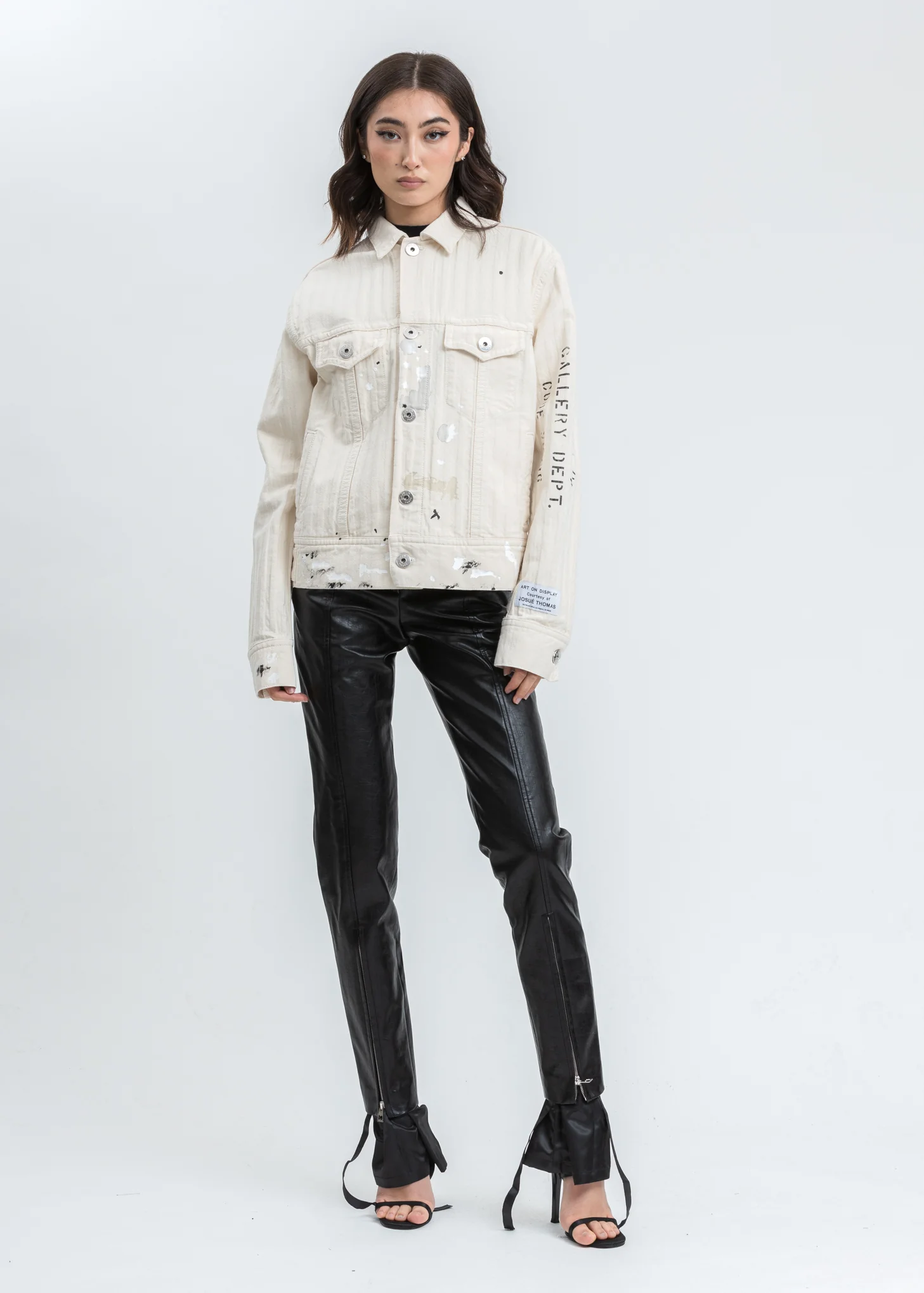 White Denim Jacket With Paint Marks - Image 6