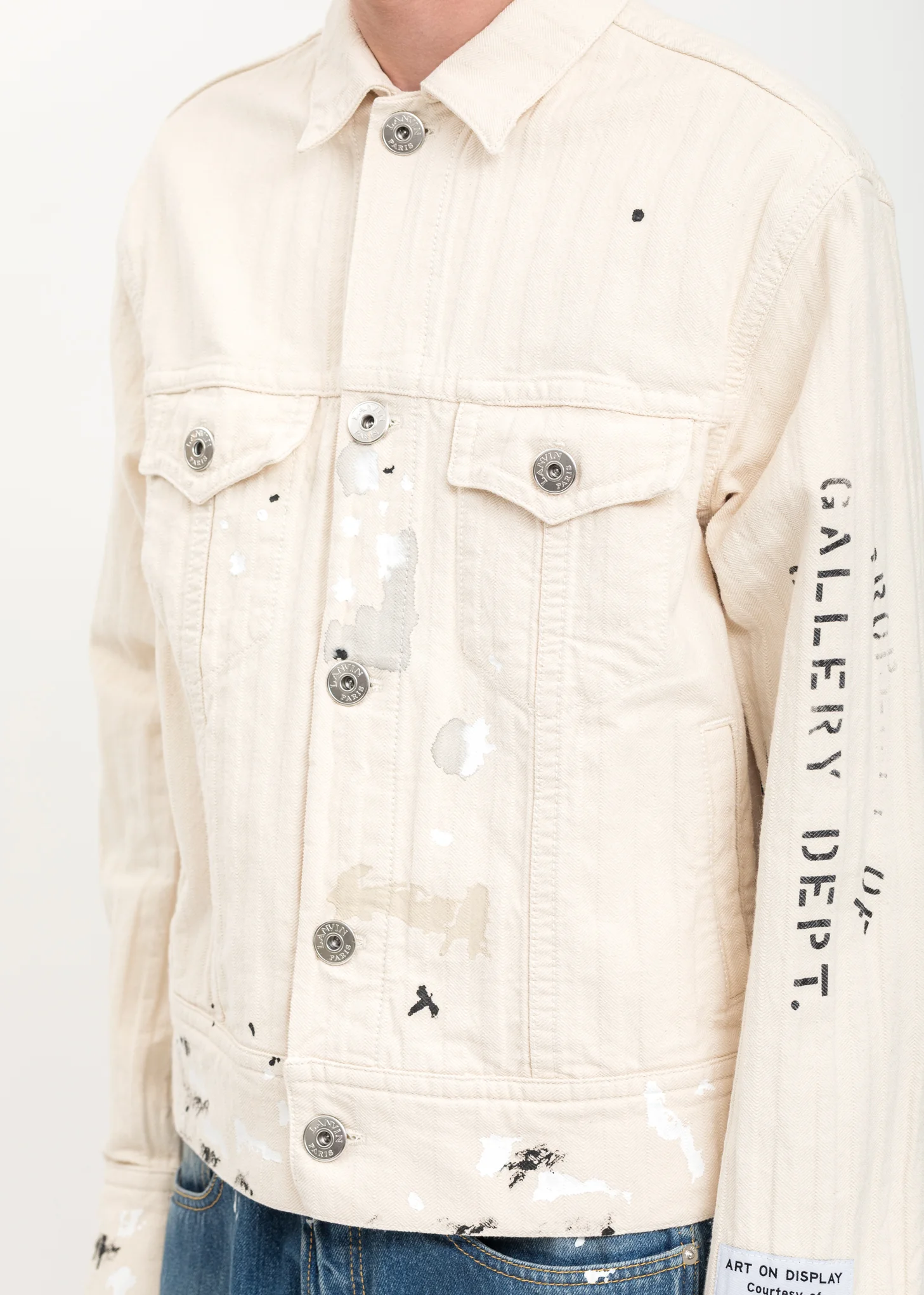 White Denim Jacket With Paint Marks - Image 4