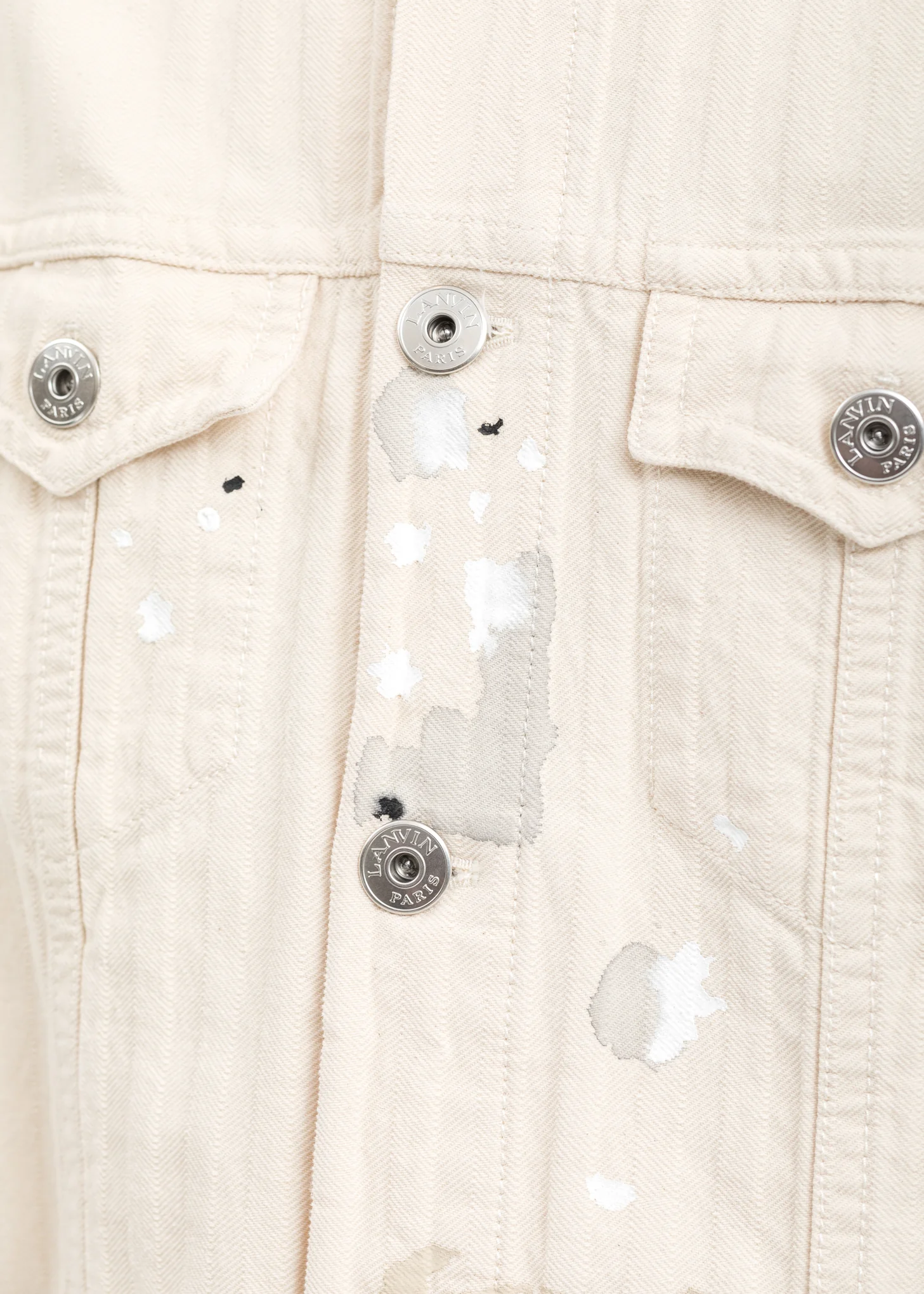 White Denim Jacket With Paint Marks - Image 5