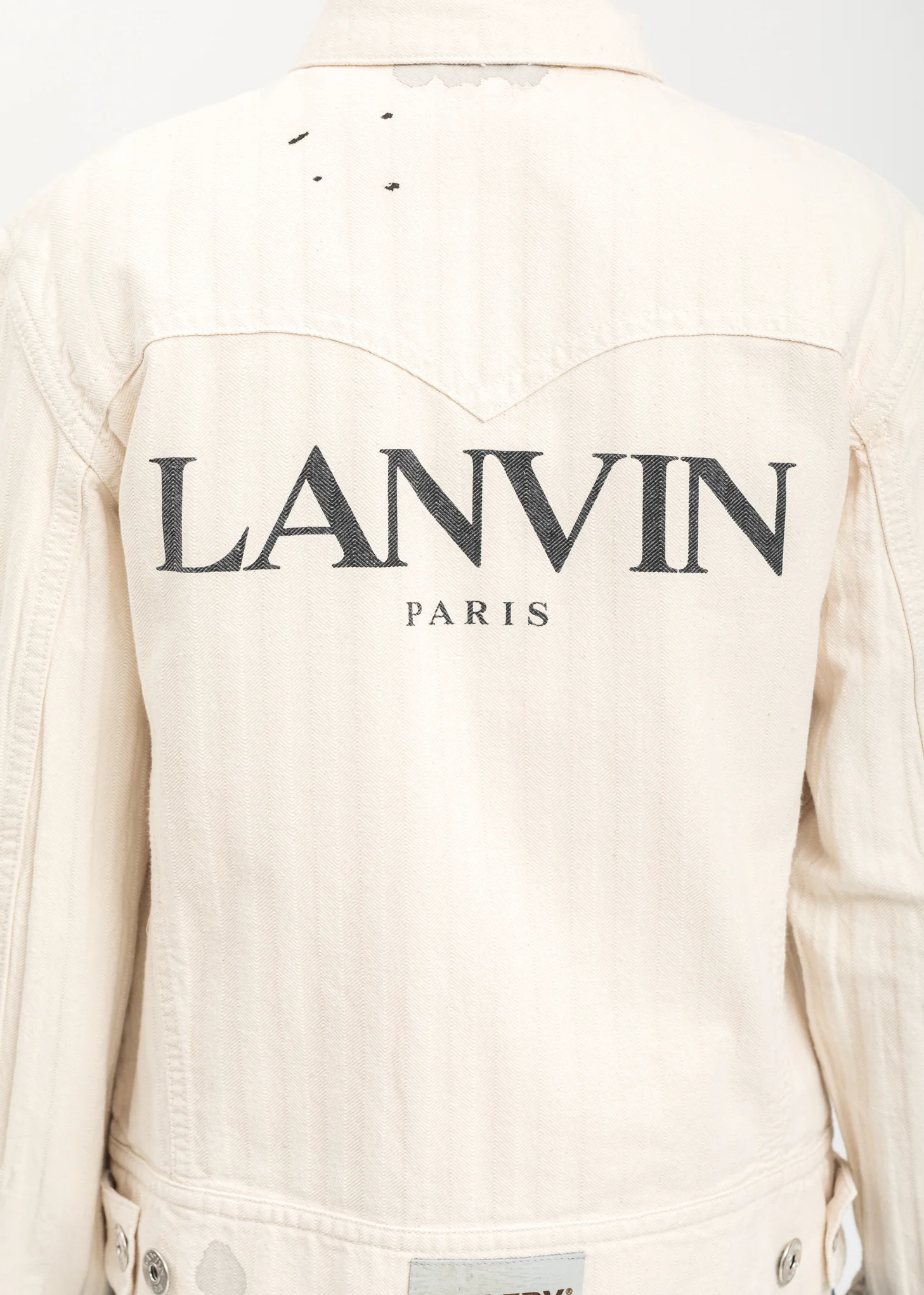 White Denim Jacket With Paint Marks - Image 6