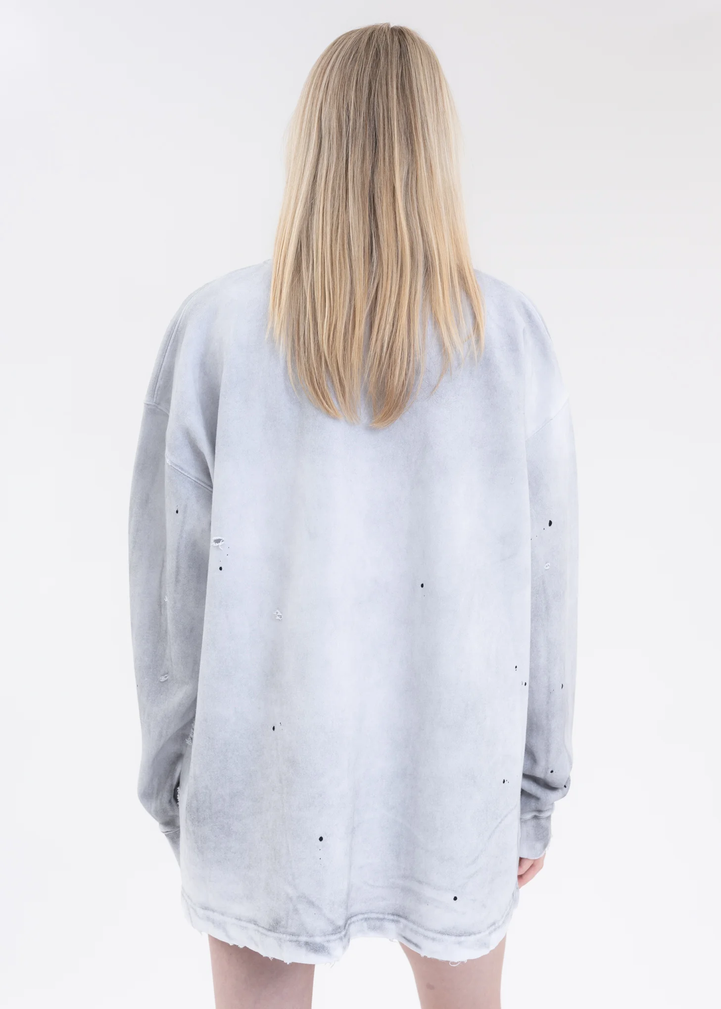 WHITE DESTROYED LONG SWEATSHIRT - Image 3