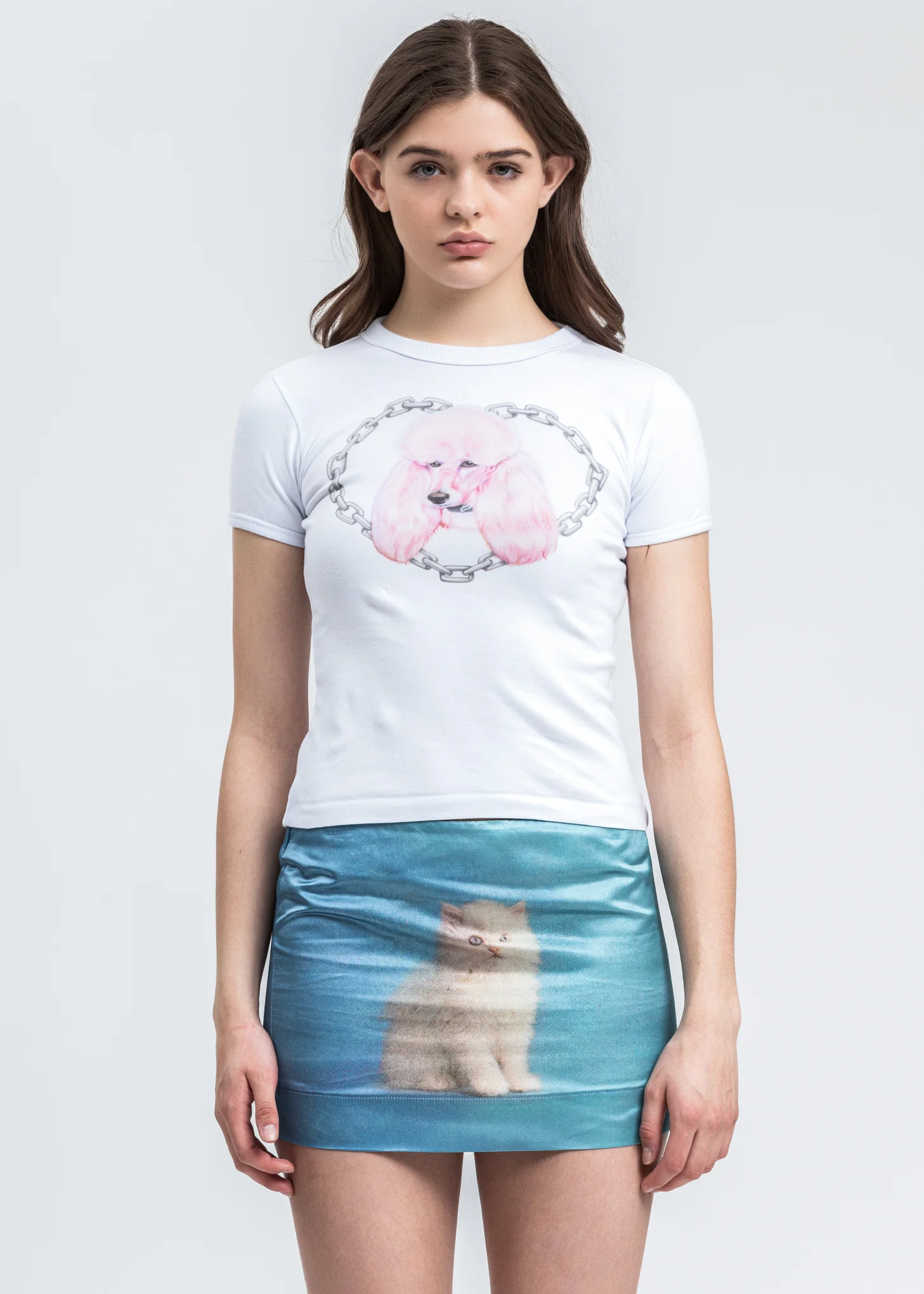 White Digital Poodle T-Shirt