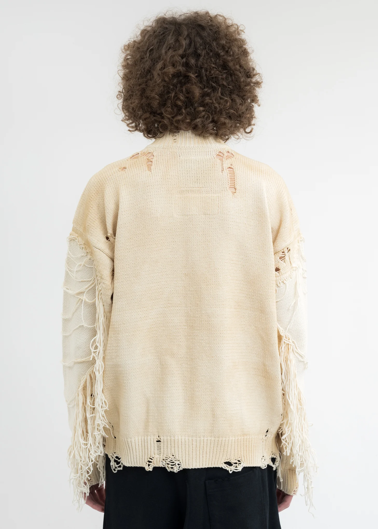 White Distressed Knit Cardigan - Image 4