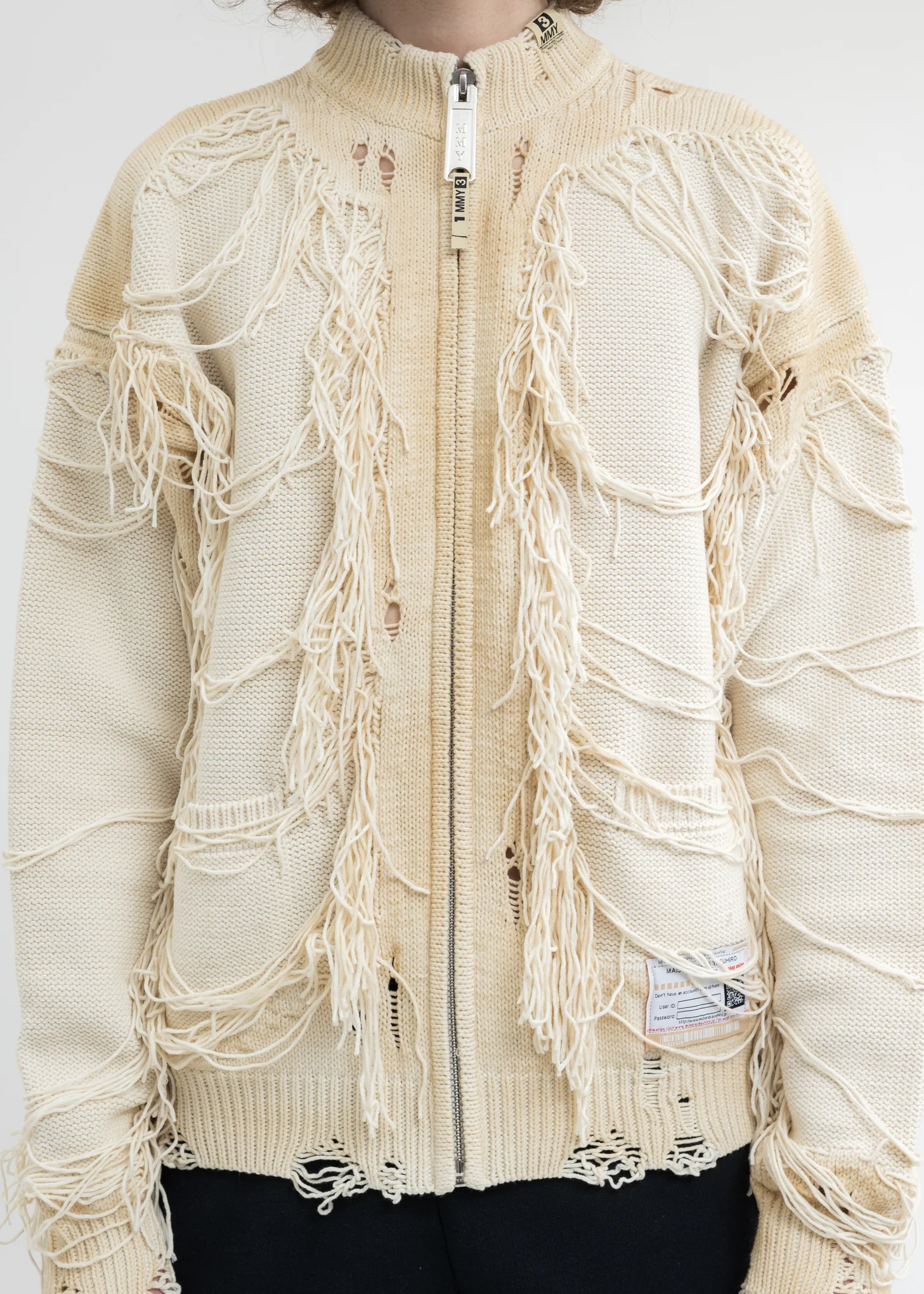 White Distressed Knit Cardigan - Image 5