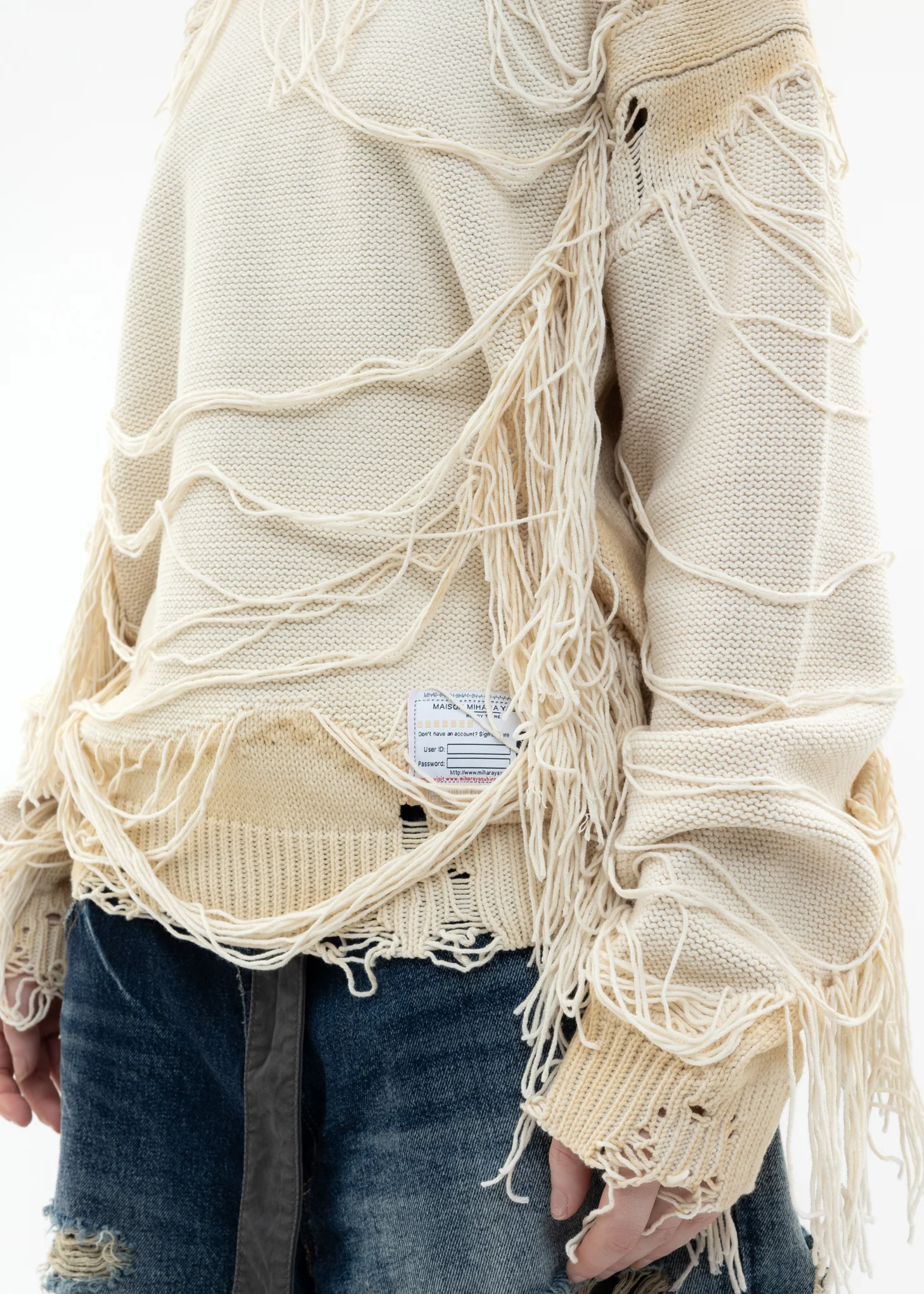 White Distressed Knit Pullover - Image 2