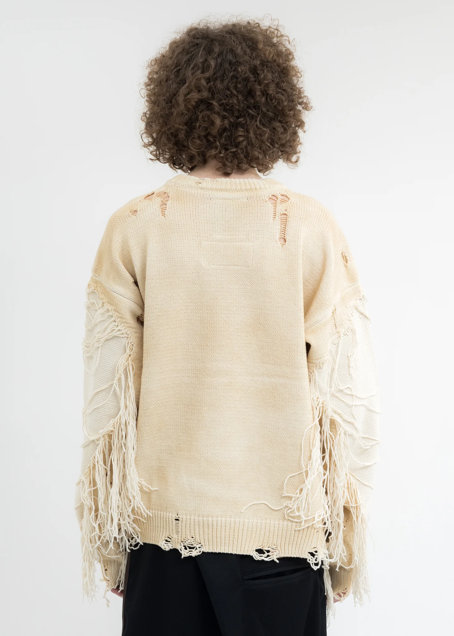 White Distressed Knit Pullover - Image 3