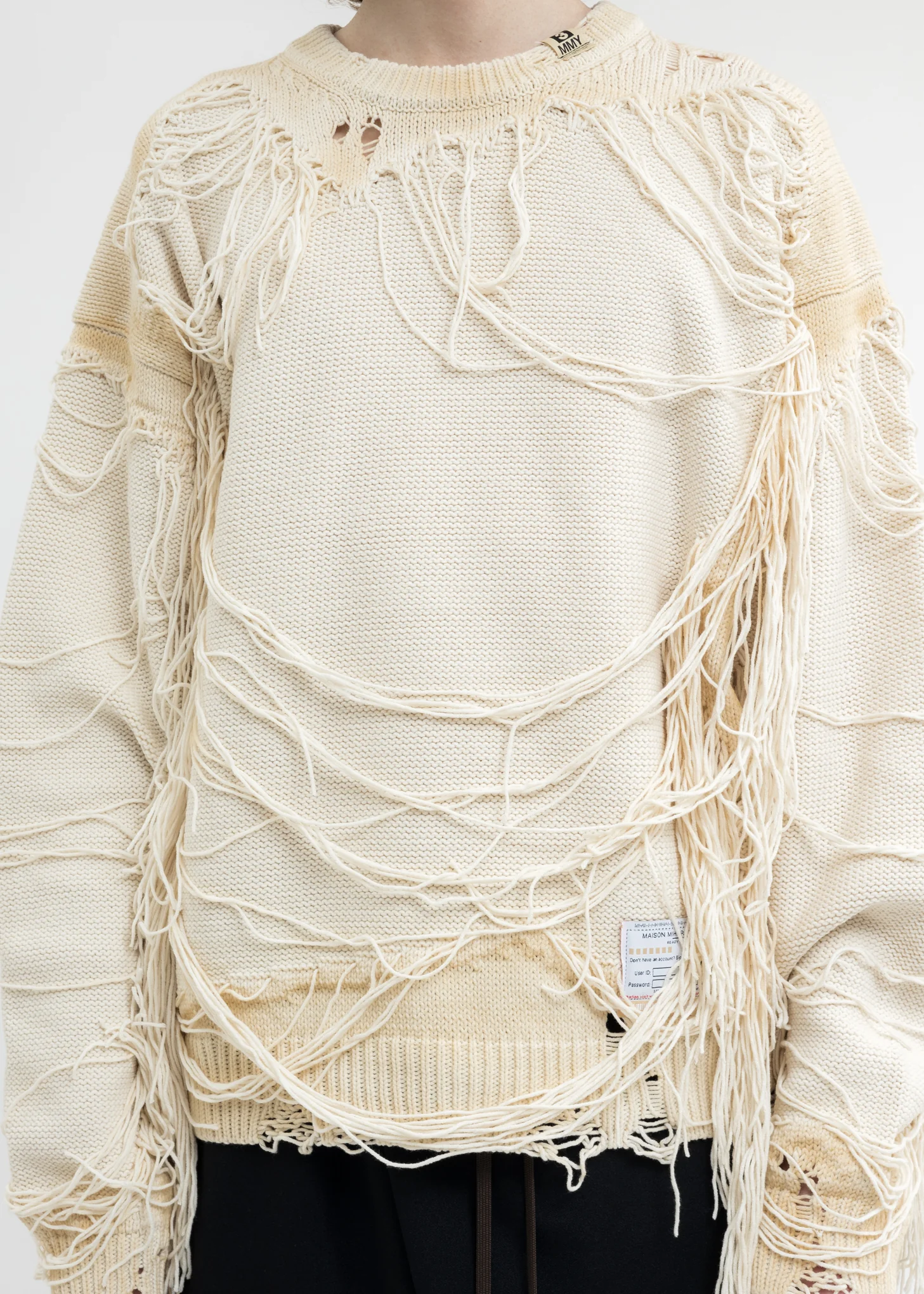 White Distressed Knit Pullover - Image 4