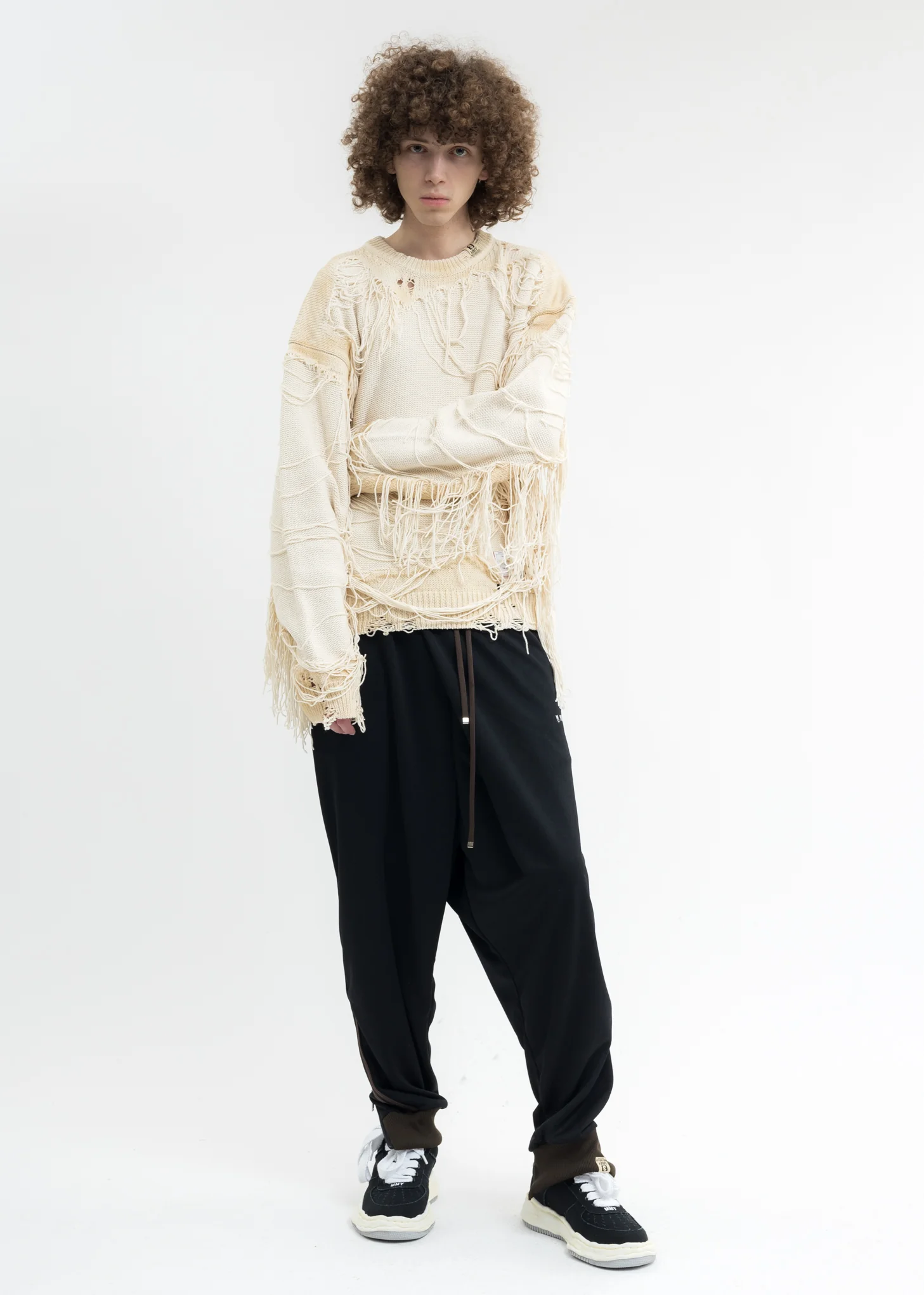 White Distressed Knit Pullover - Image 5