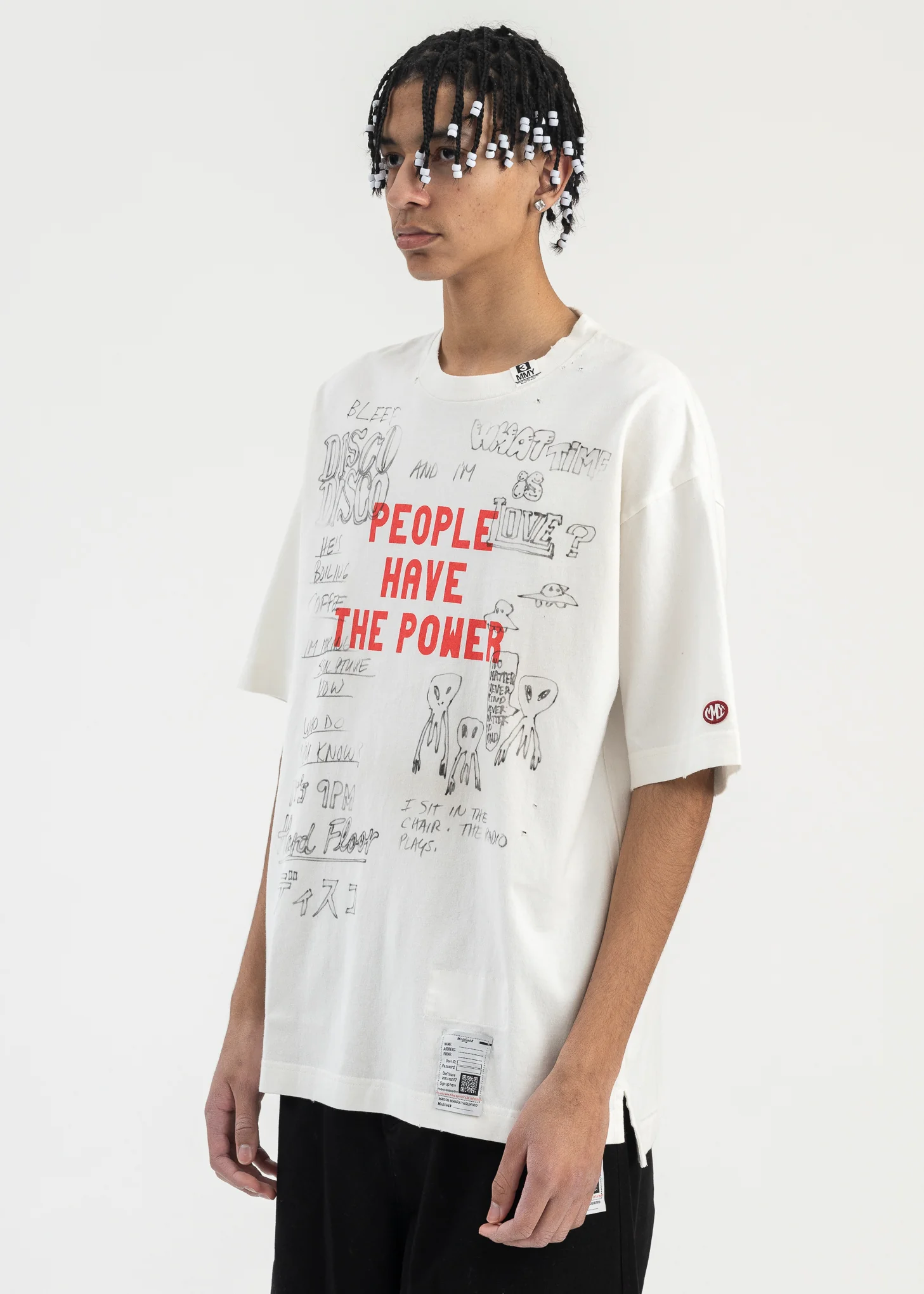 WHITE DISTRESSED TEE - Image 3