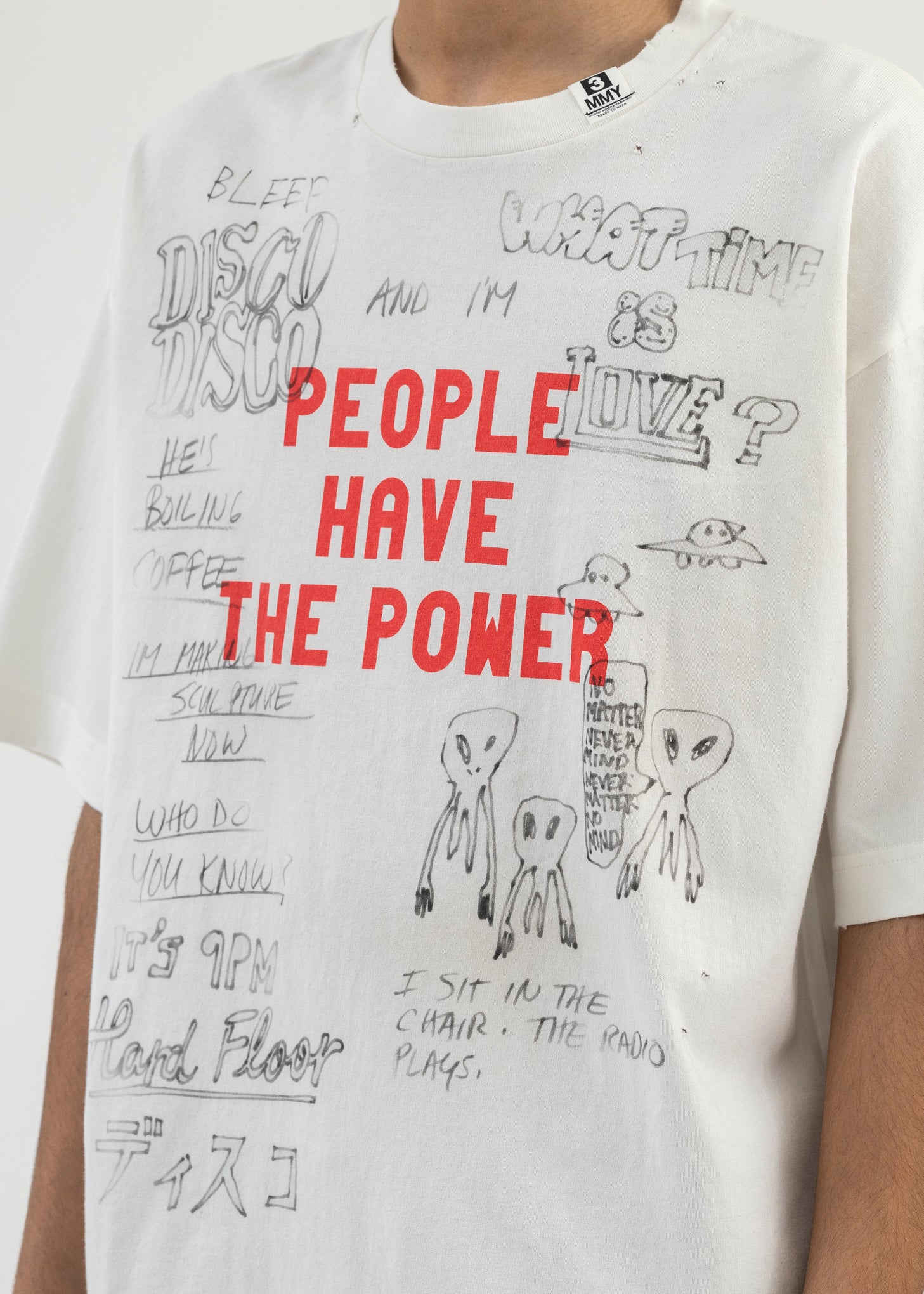WHITE DISTRESSED TEE - Image 4