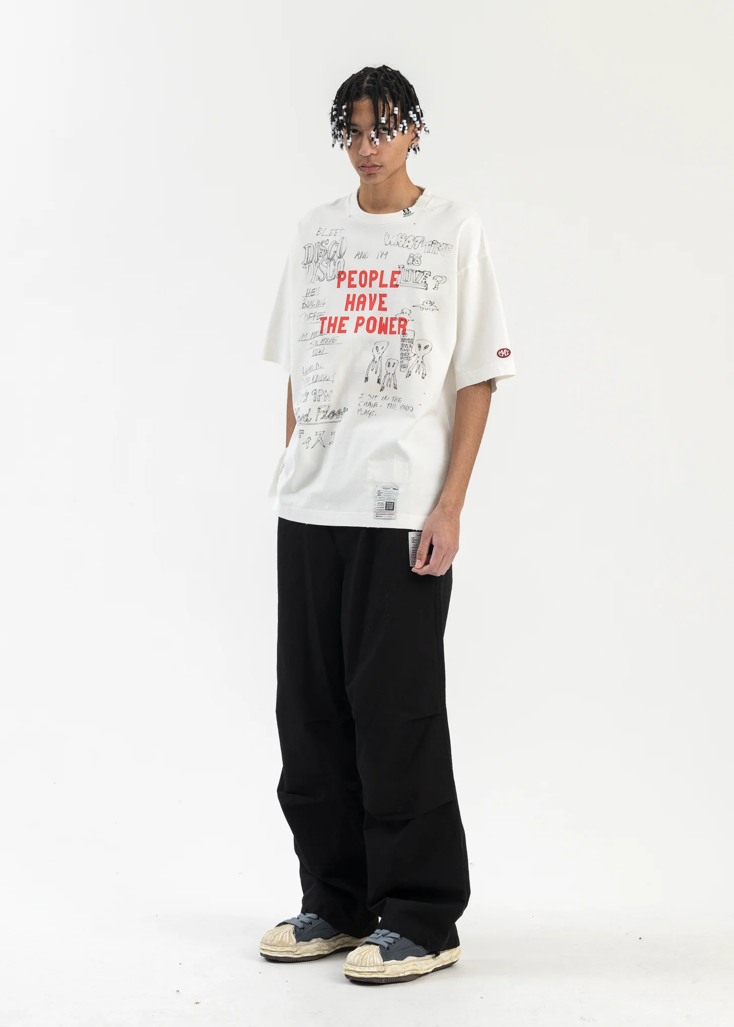 WHITE DISTRESSED TEE - Image 5