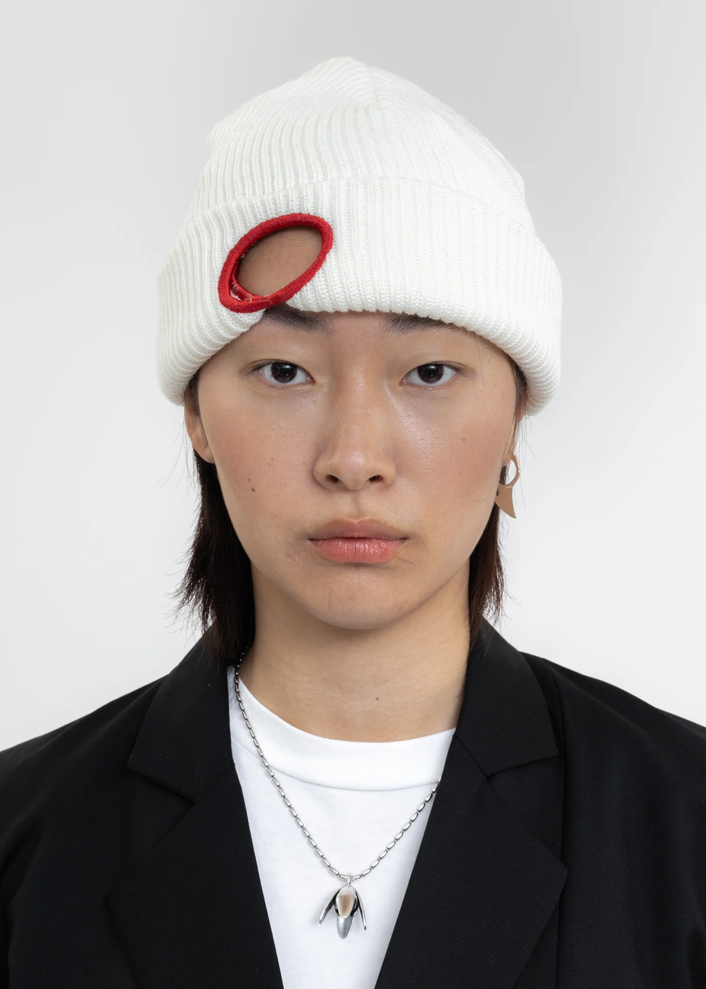 White Double Hole Beanie - Image 2