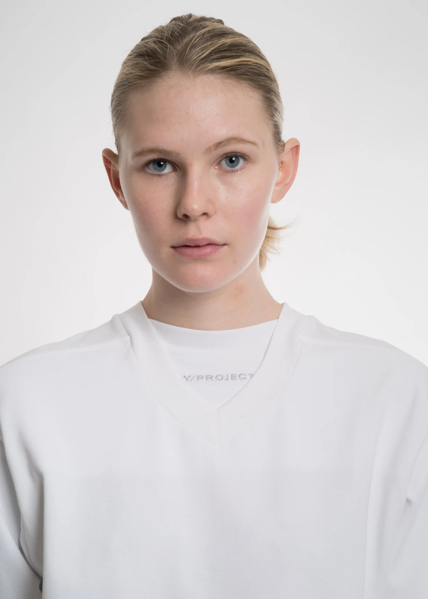 White Double Neckline T-Shirt