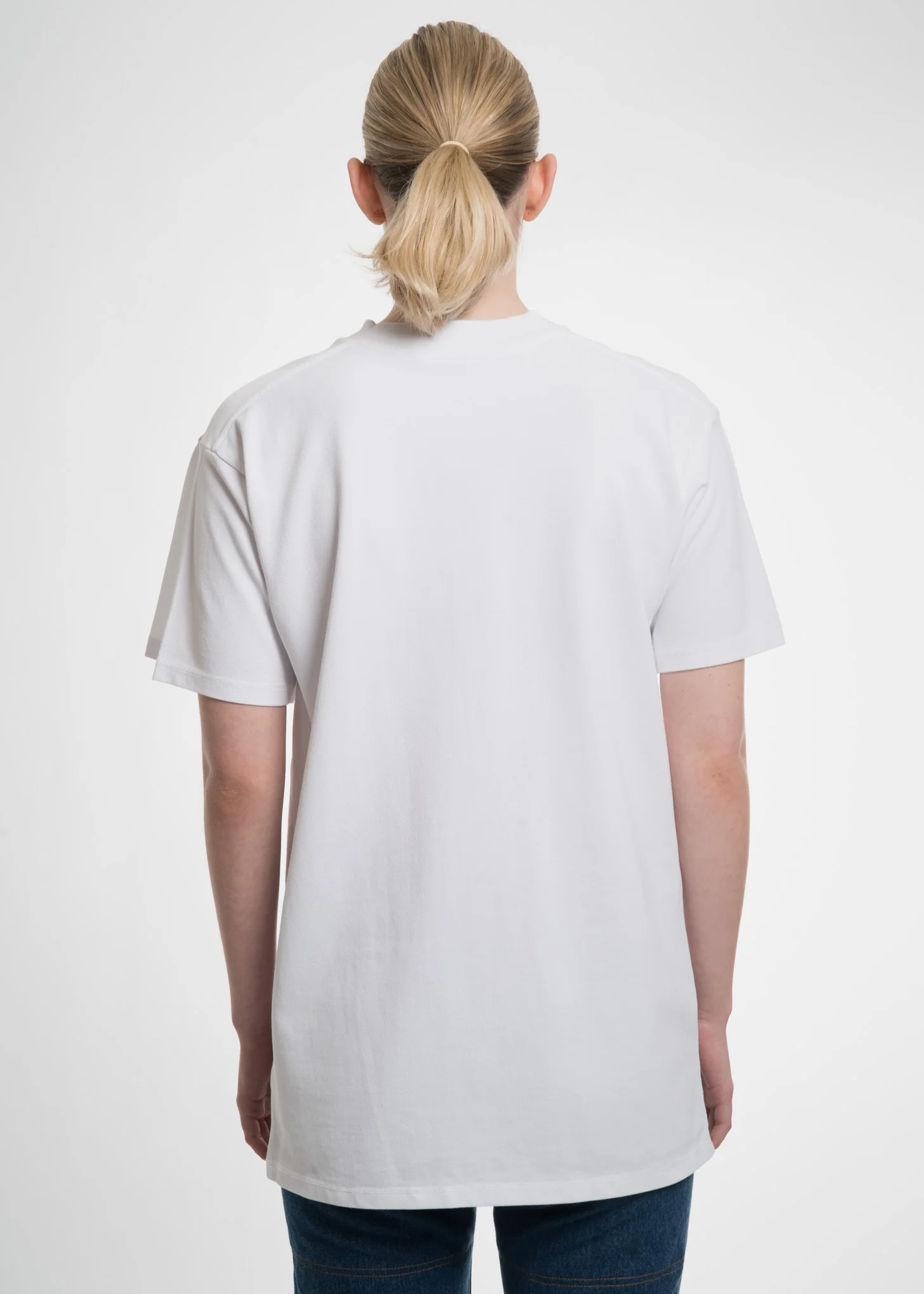 White Double Neckline T-Shirt - Image 4