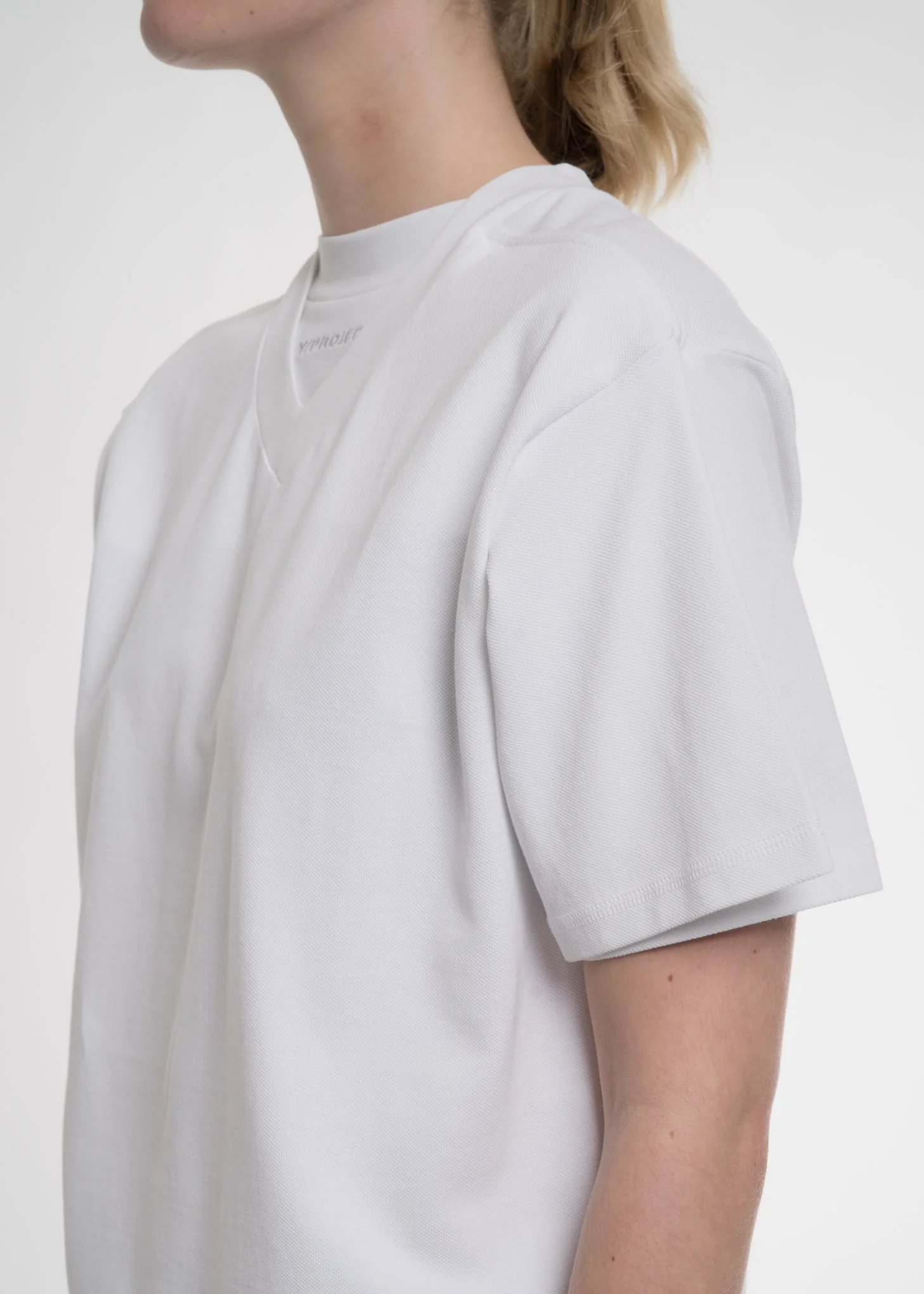 White Double Neckline T-Shirt - Image 5