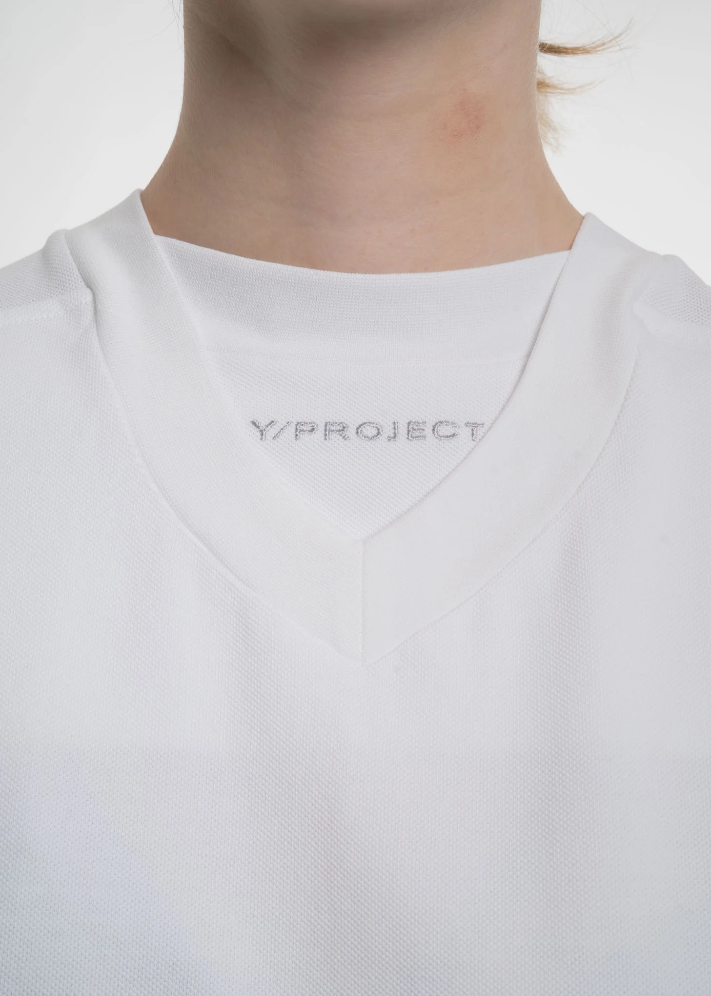 White Double Neckline T-Shirt - Image 6