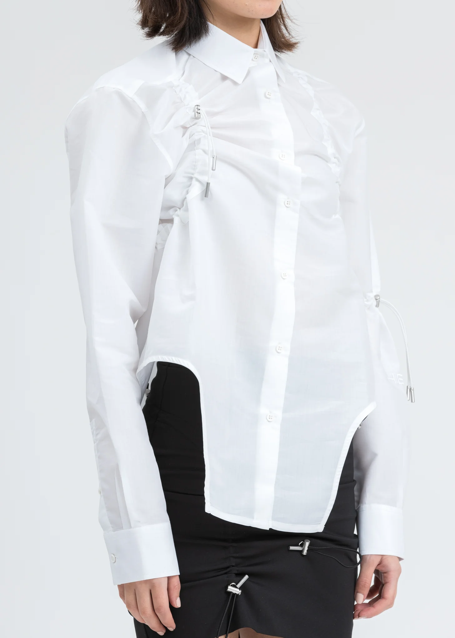 White Drawstring Shirt - Image 4