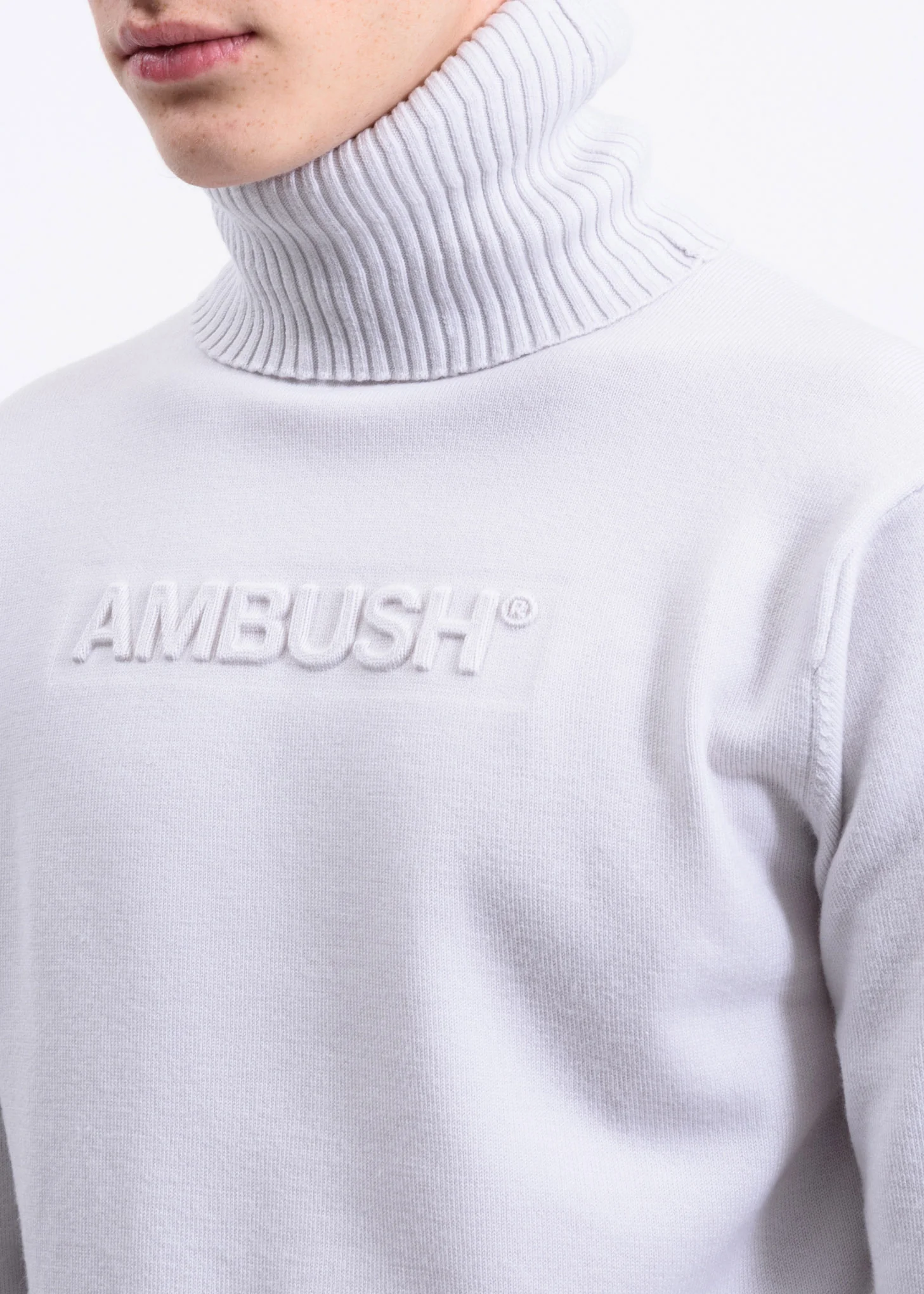 White Embossed Logo Turtleneck - Image 2