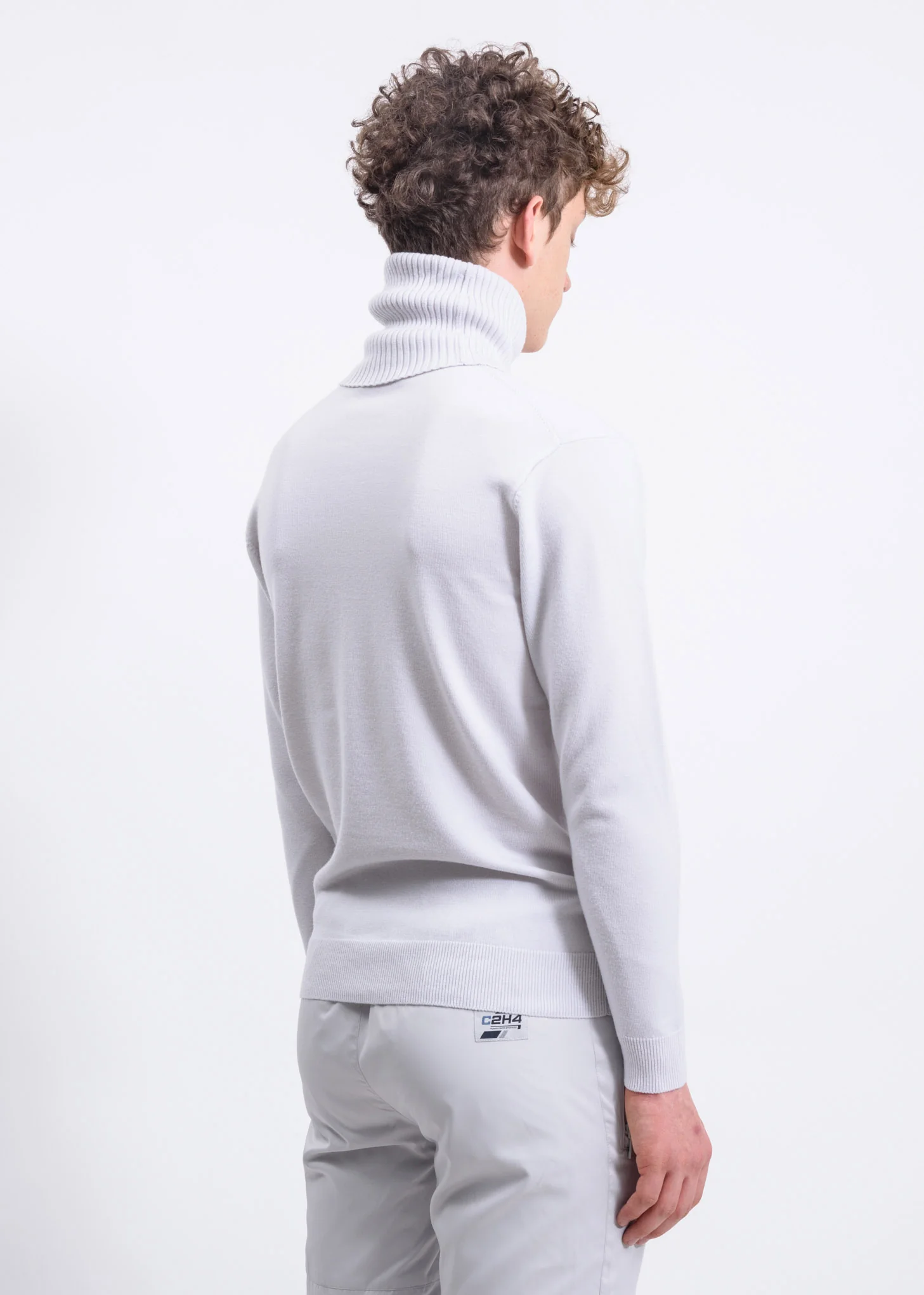 White Embossed Logo Turtleneck - Image 3