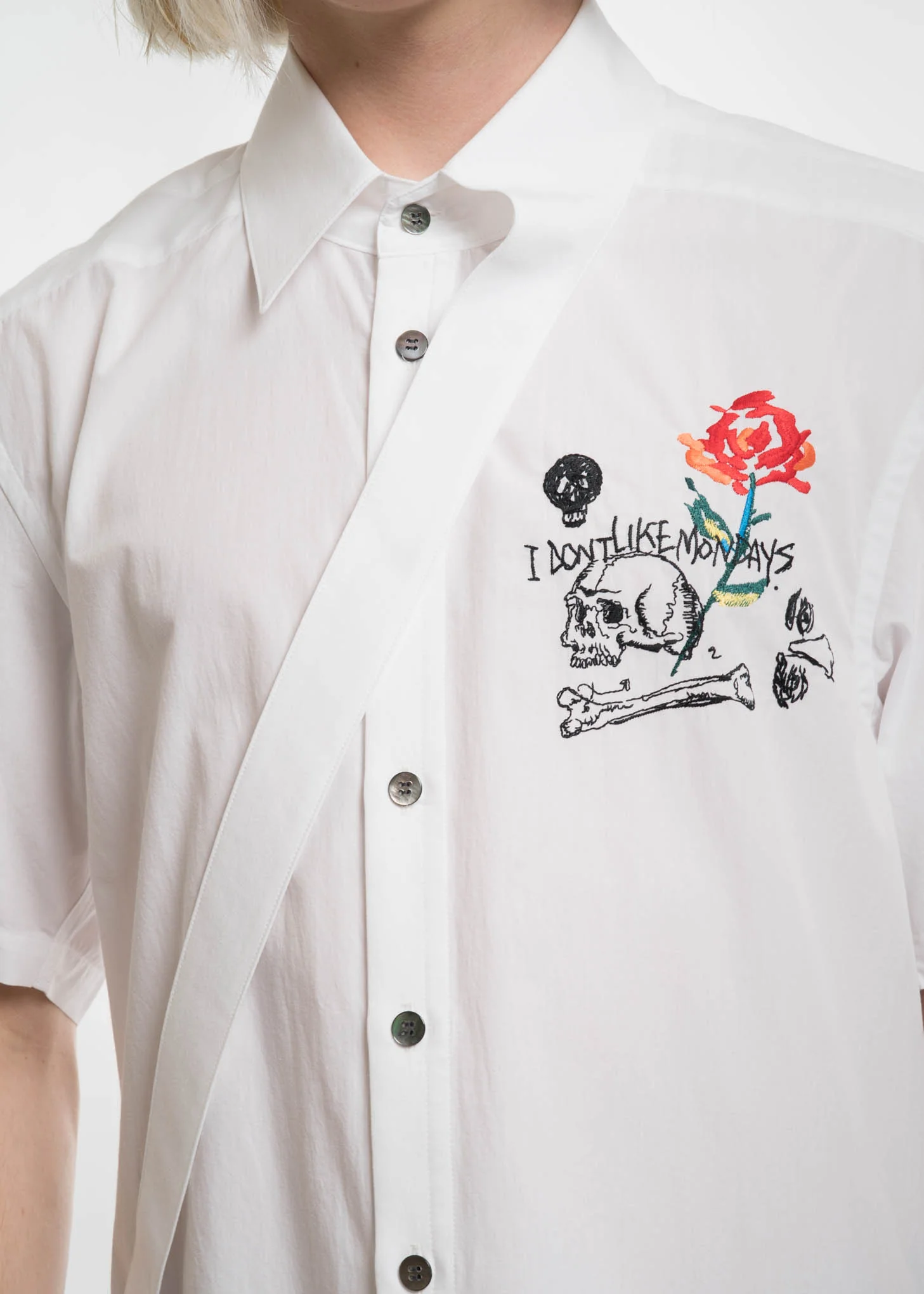 White Embroidered Nerd Shirt - Image 2
