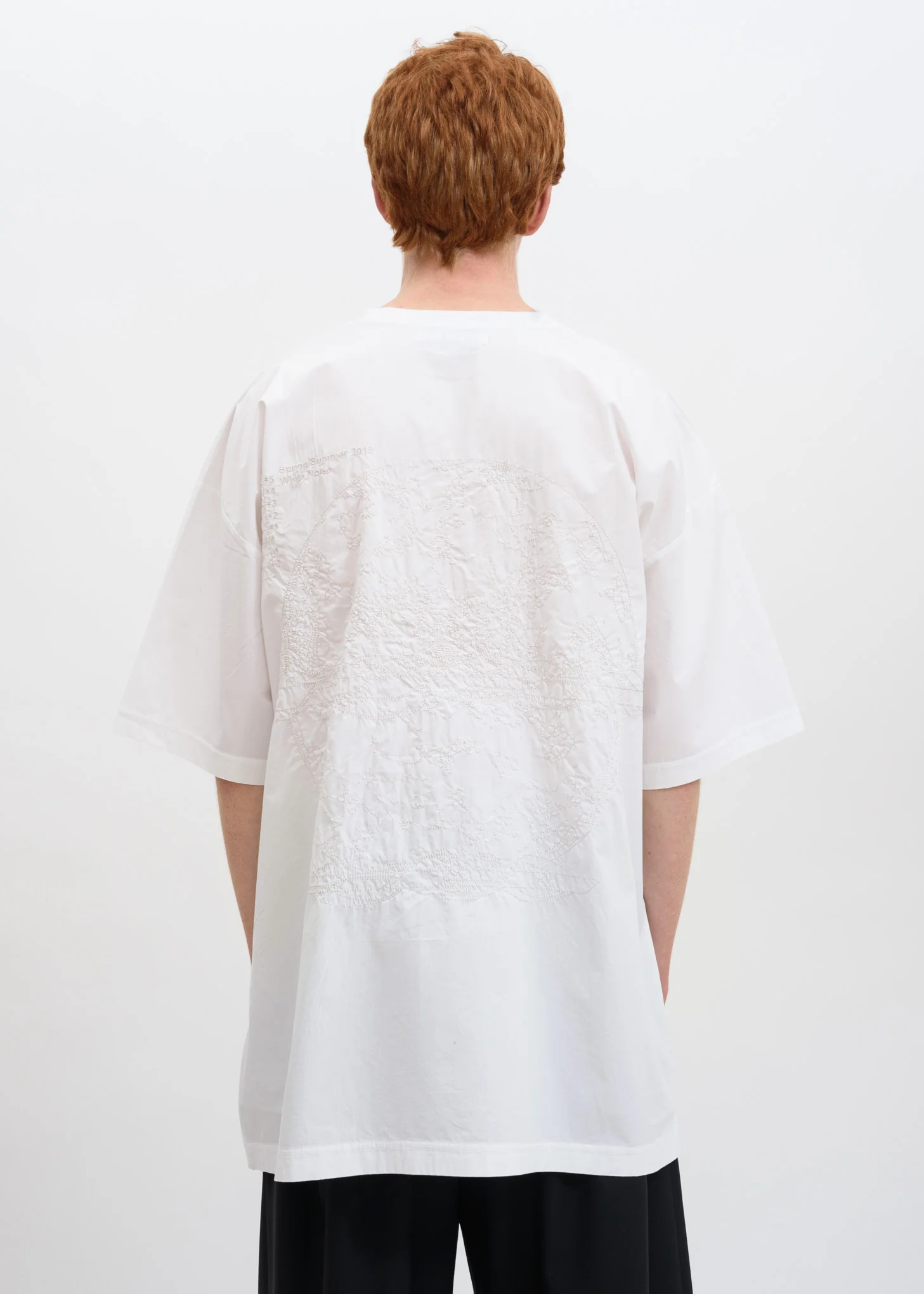White Embroidered Oversize T-Shirt - Image 3