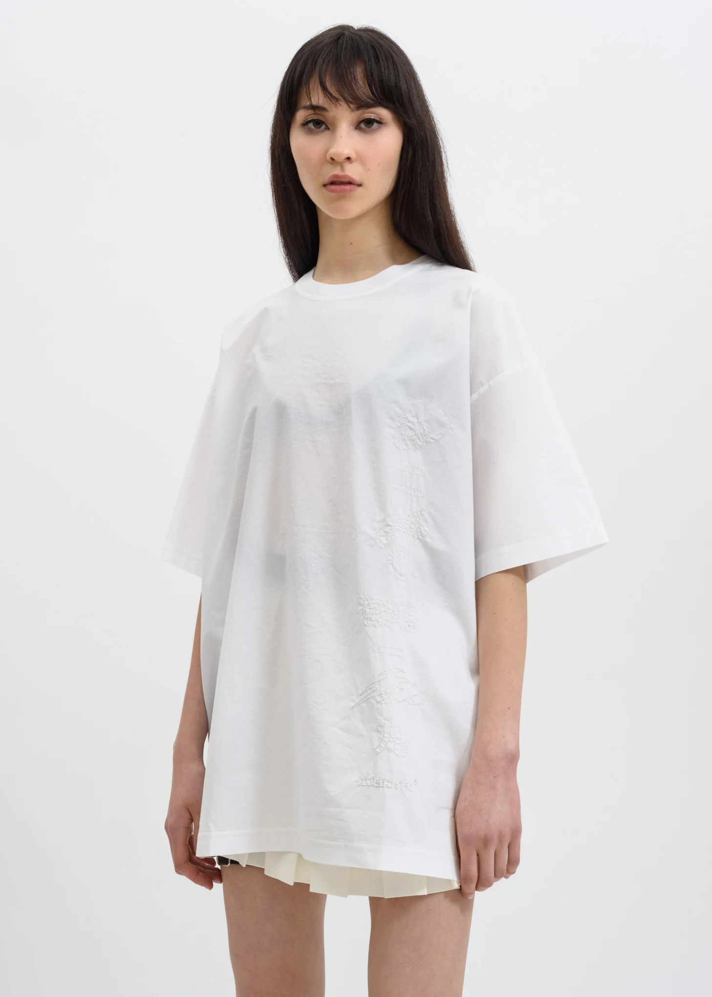 White Embroidered Oversize T-Shirt - Image 2