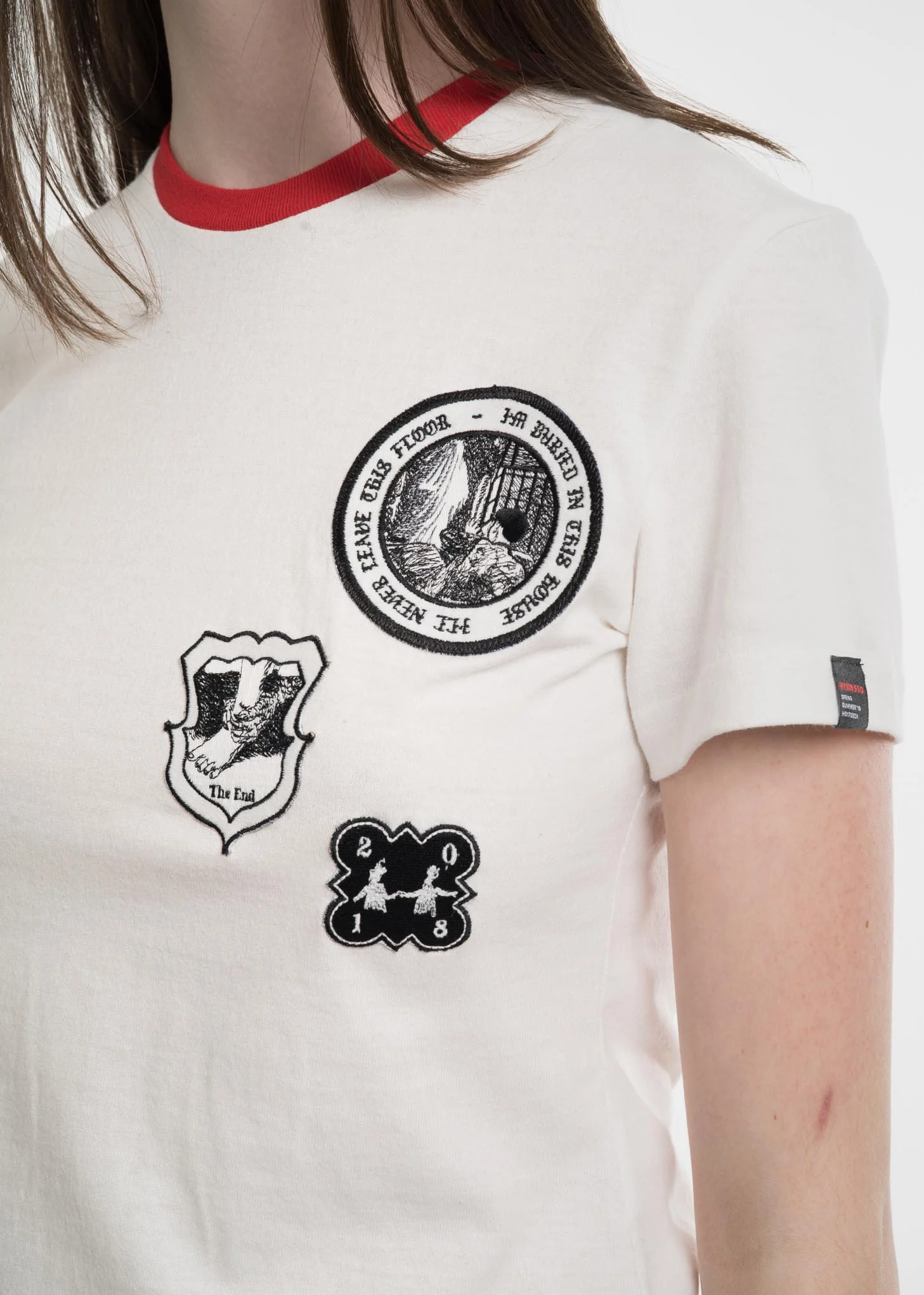 White Embroidered Patch T-Shirt - Image 2