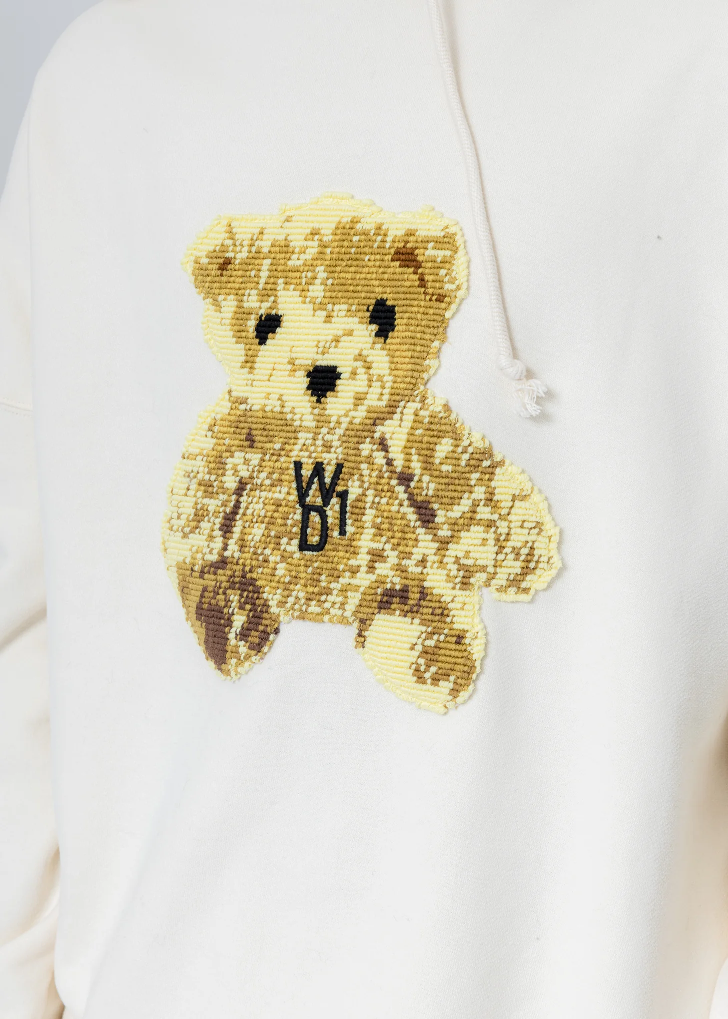 Ivory Embroidered Teddy Hoodie - Image 2