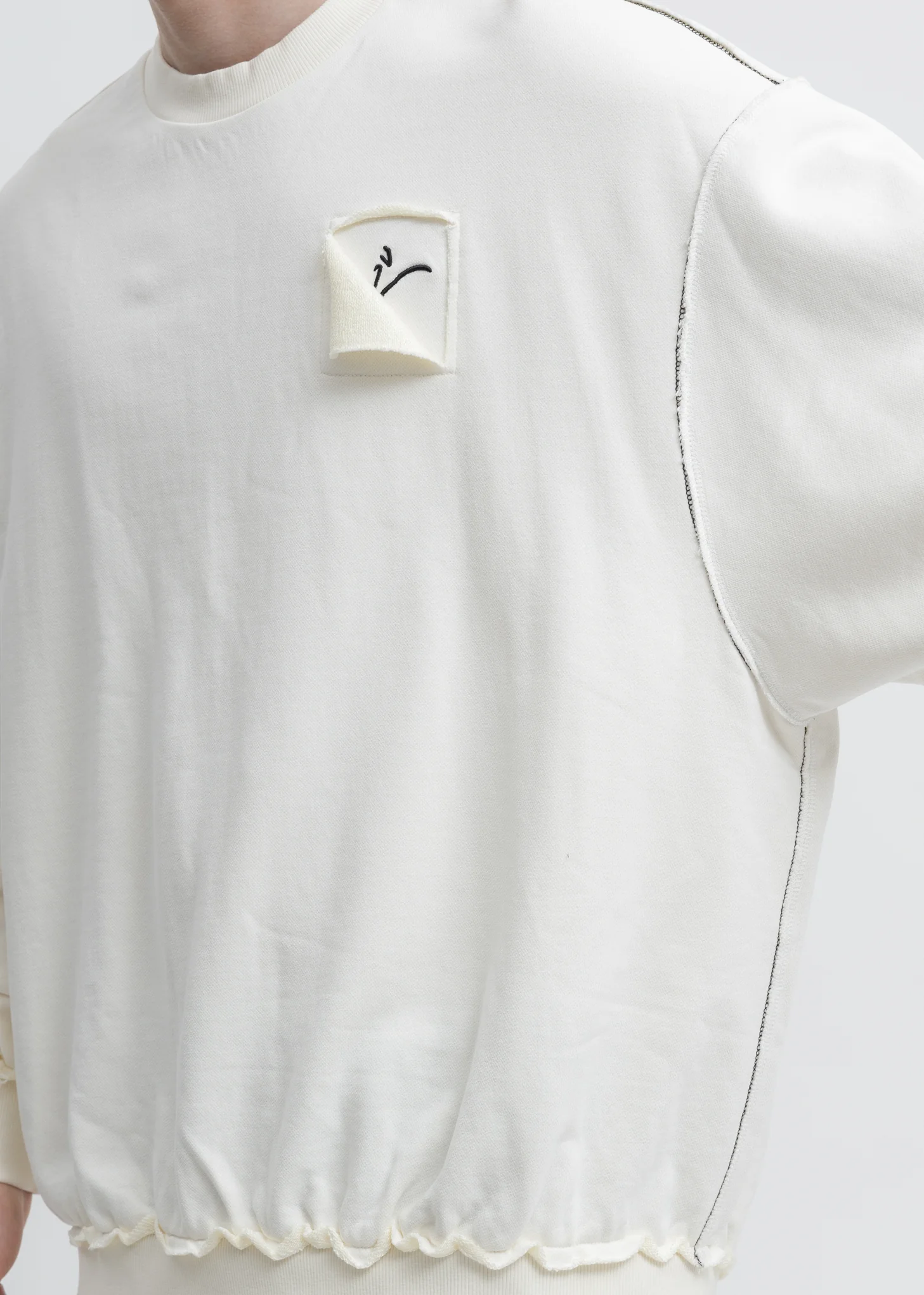 White Embroidery Contrast Sweatshirt - Image 3