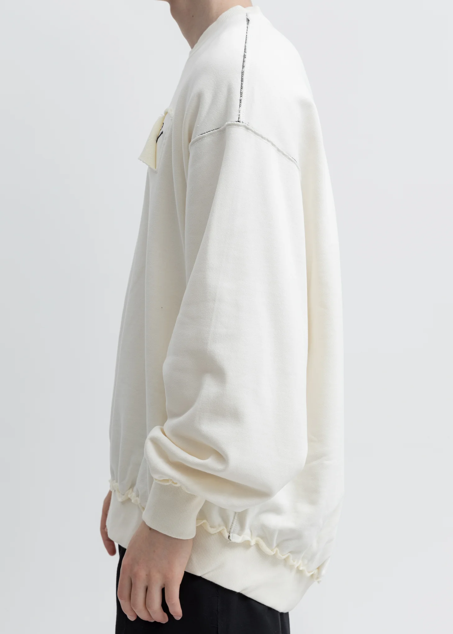 White Embroidery Contrast Sweatshirt - Image 5
