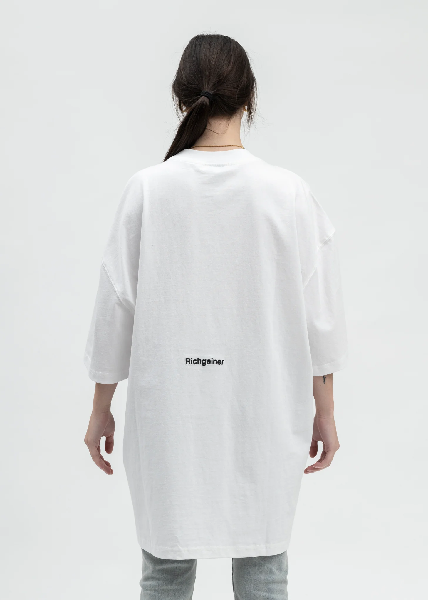 WHITE EMBROIDERY DIAMOND T-SHIRT - Image 2