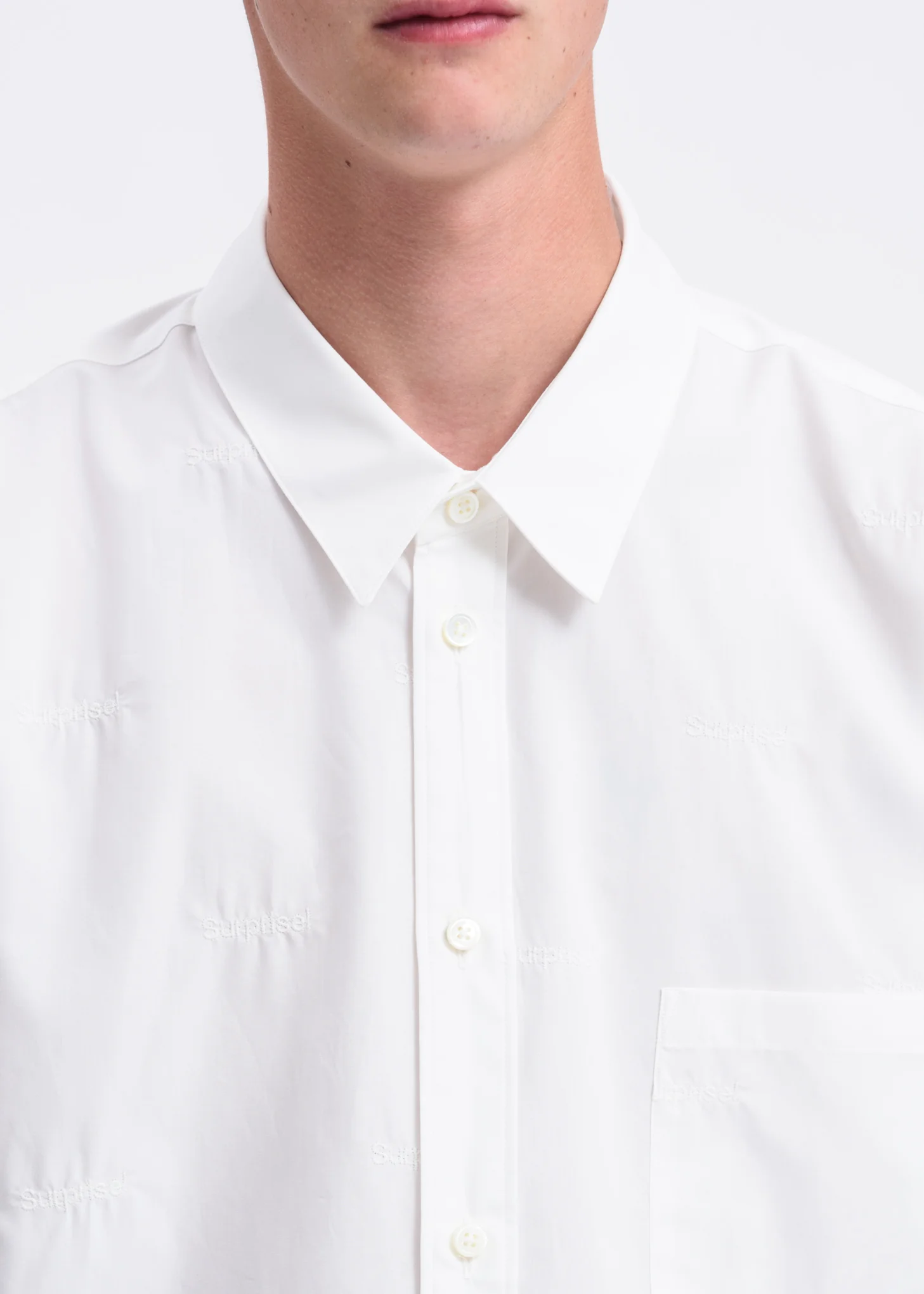 White Fabric Embroidery Shirt - Image 4