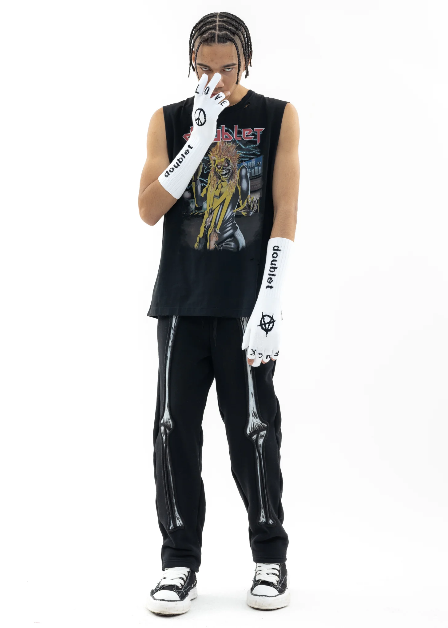 White FINGER SIGN Gloves - Image 5