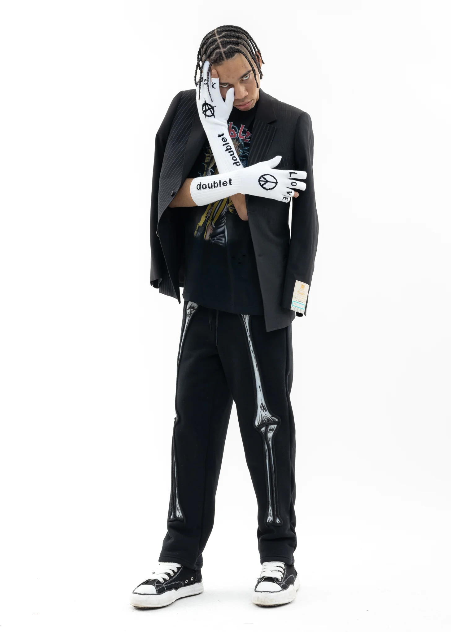 White FINGER SIGN Gloves - Image 6