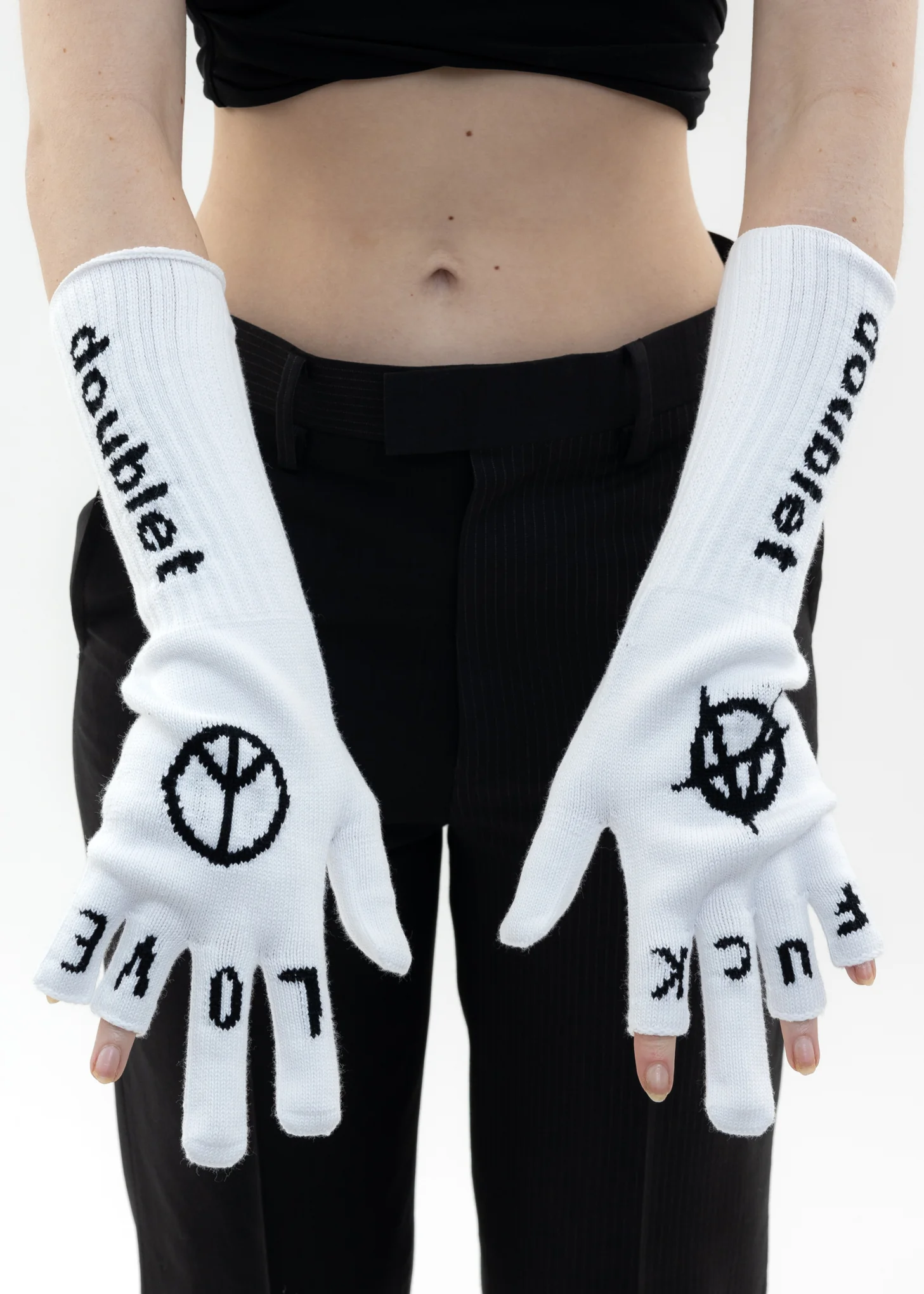 White FINGER SIGN Gloves - Image 2