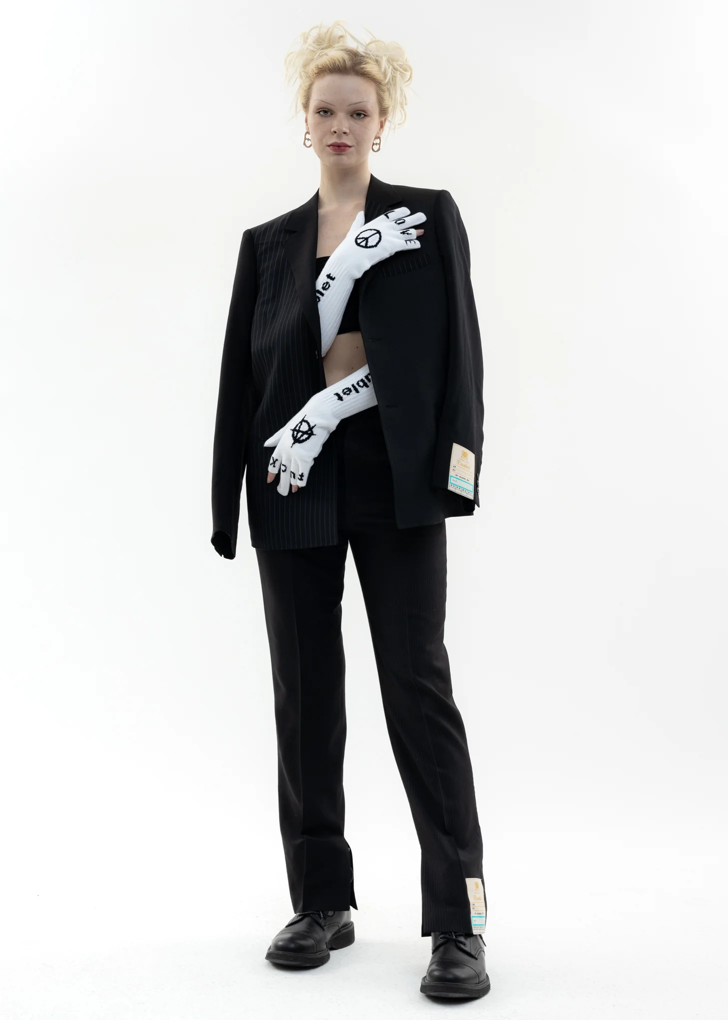 White FINGER SIGN Gloves - Image 6