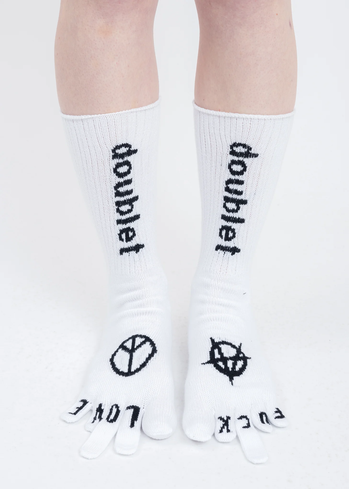 White FINGER SIGN Socks