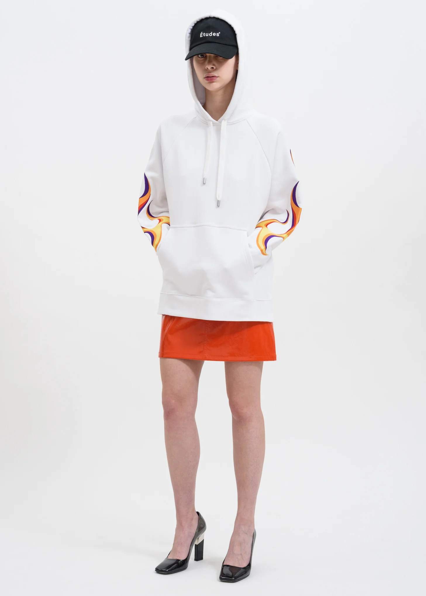 White Flaming Racing Hoodie - Image 4
