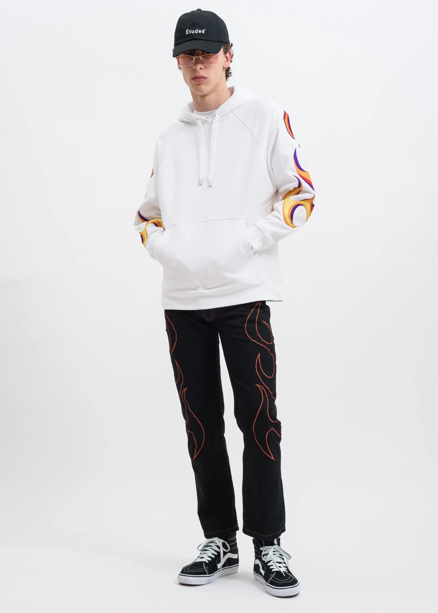 White Flaming Racing Hoodie - Image 4