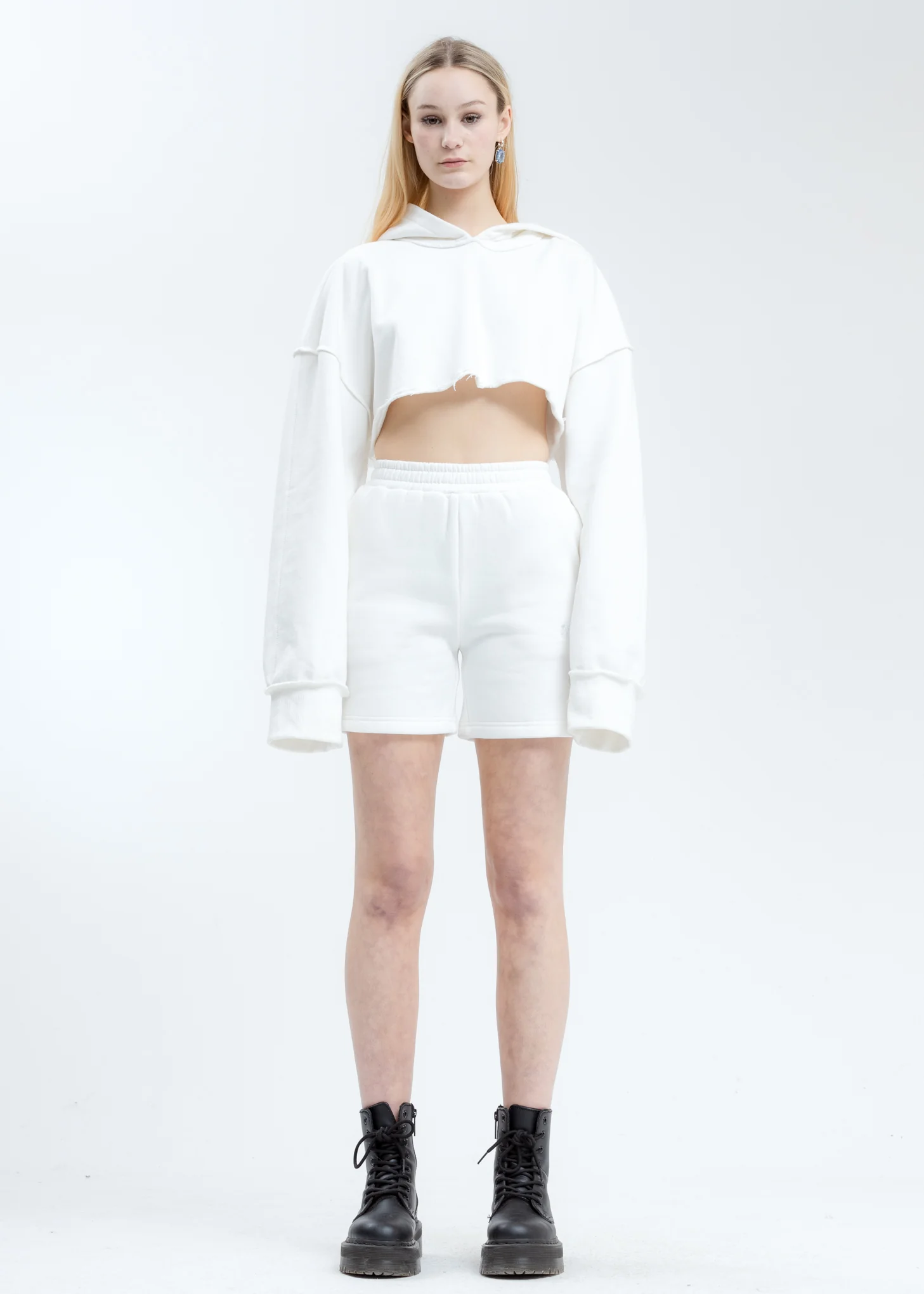 White Floral Logo Sweatshorts - Image 4