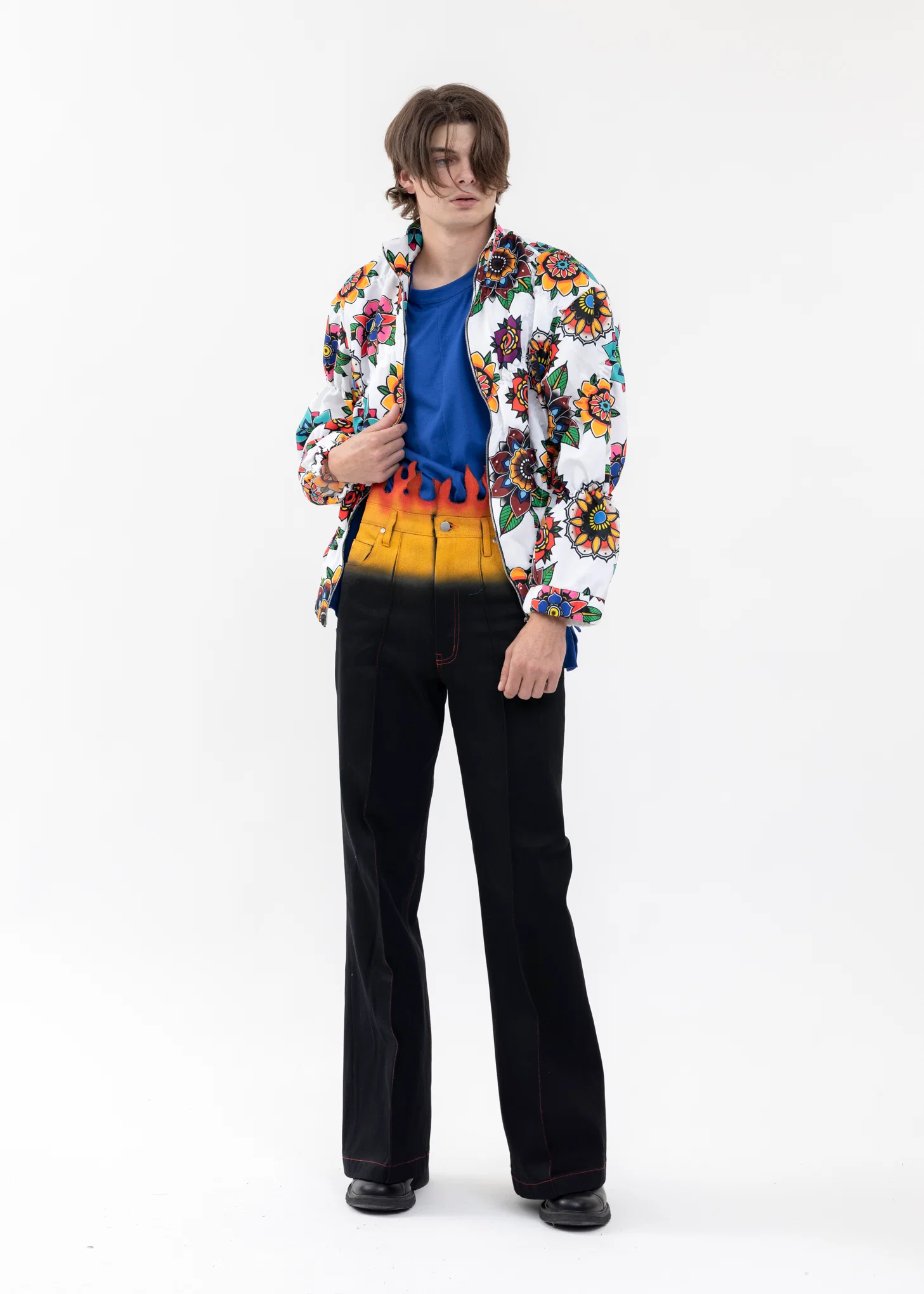 WHITE FLOWER PATTERN TRACK TOPS - Image 6