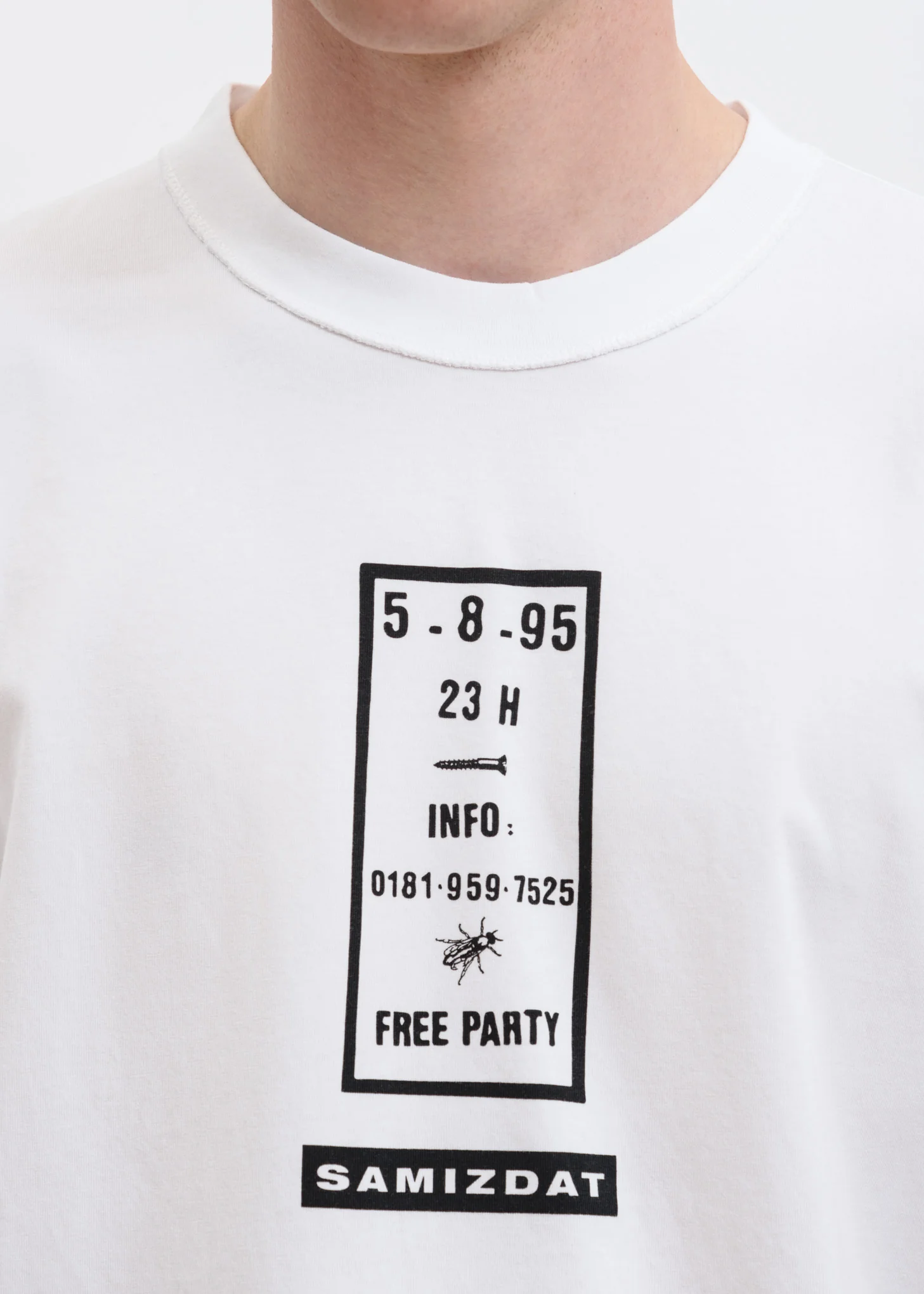 White Free Party Flyer T-Shirt - Image 3