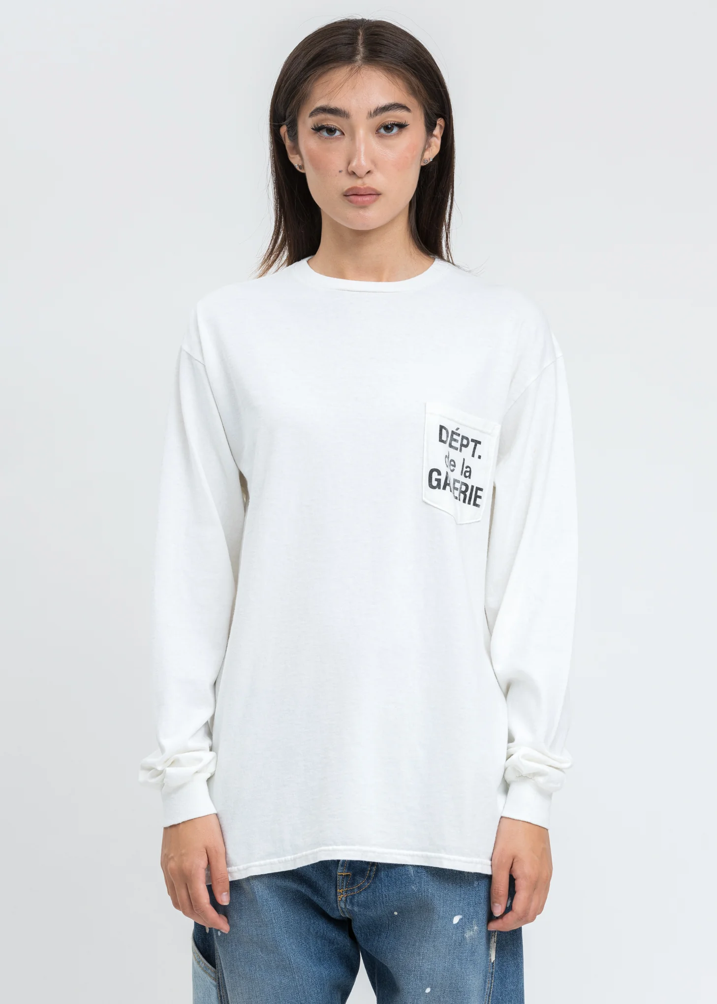 White French Logo Long Sleeve Pocket Tee