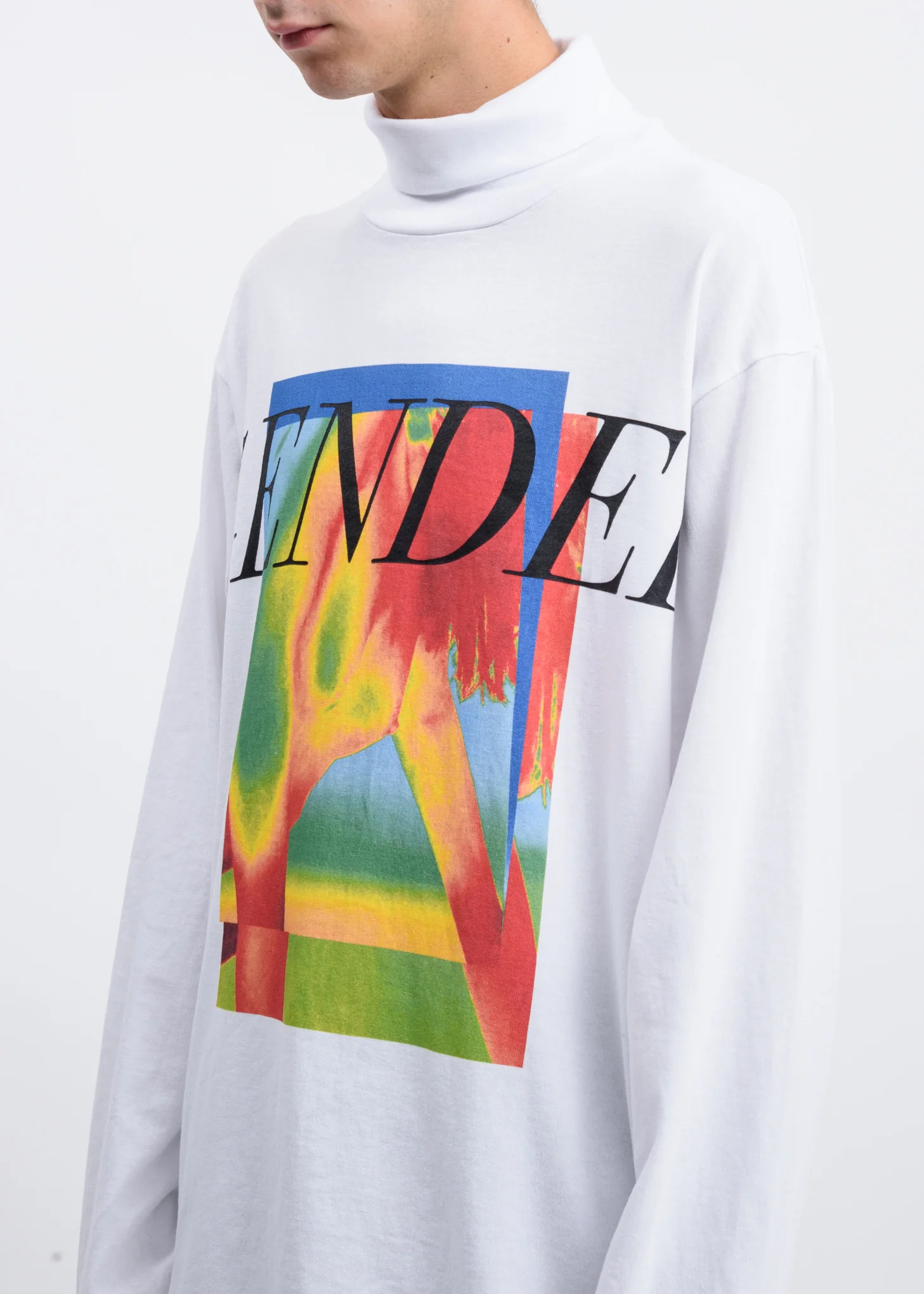 White GENDER Print Turtleneck Long Sleeve - Image 3