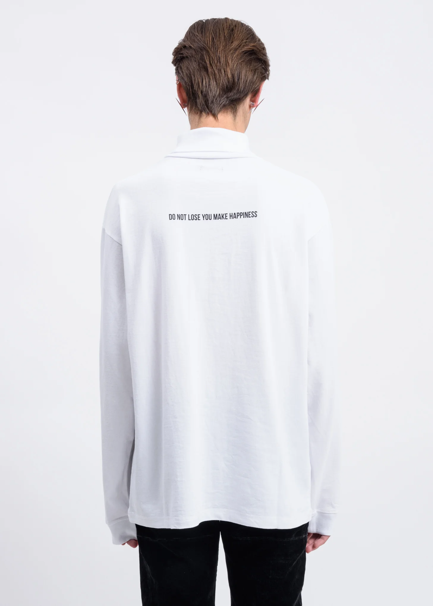 White GENDER Print Turtleneck Long Sleeve - Image 4