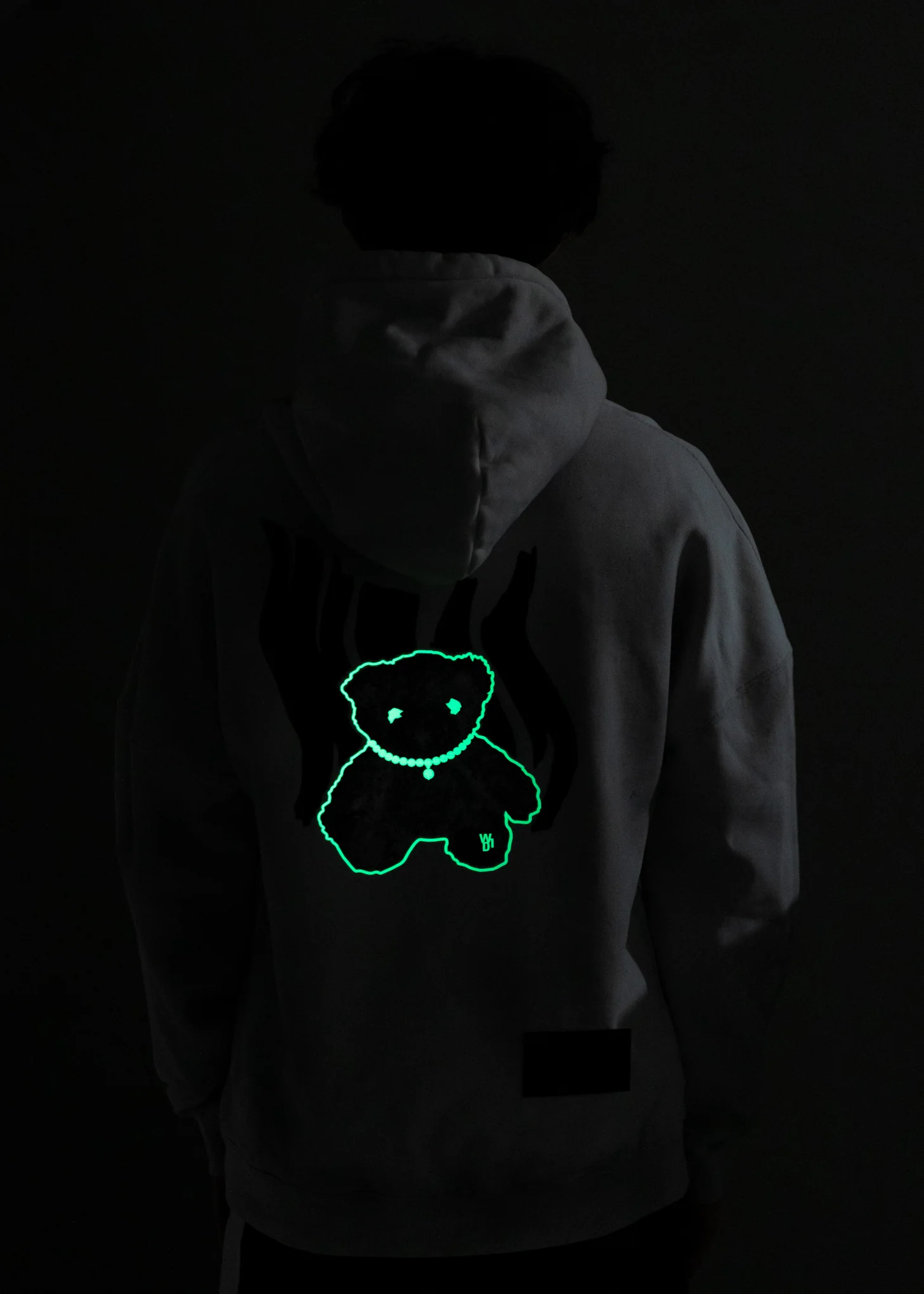 White Glow In The Dark Teddy Hoodie - Image 2