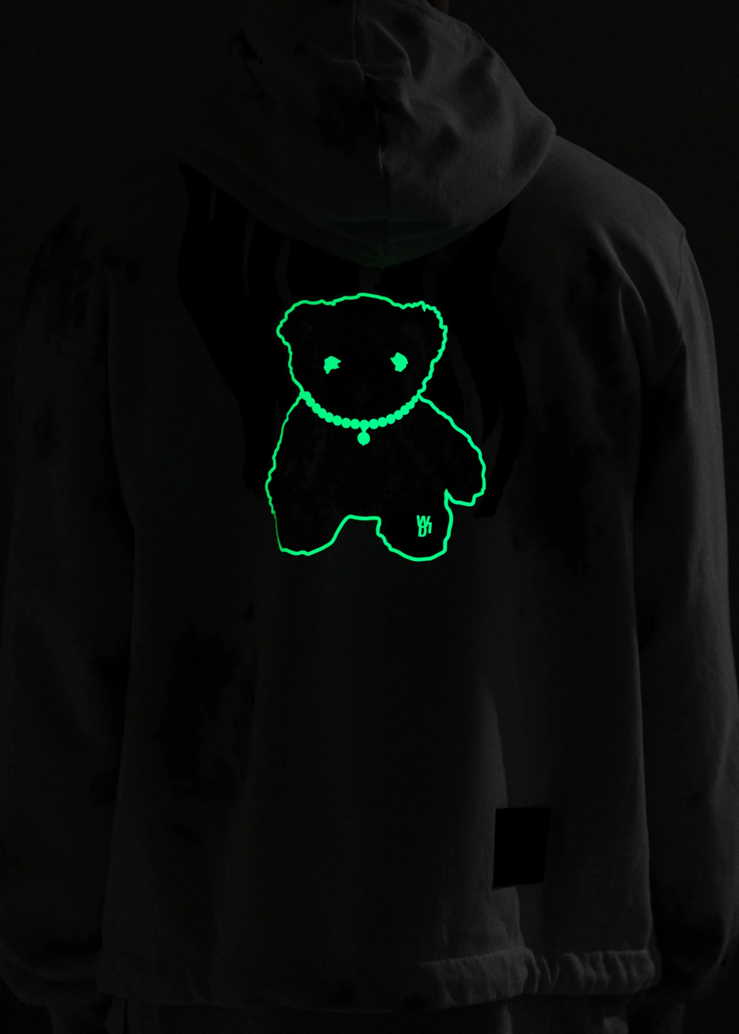 White Glow In The Dark Teddy Zip-Up Hoodie - Image 2