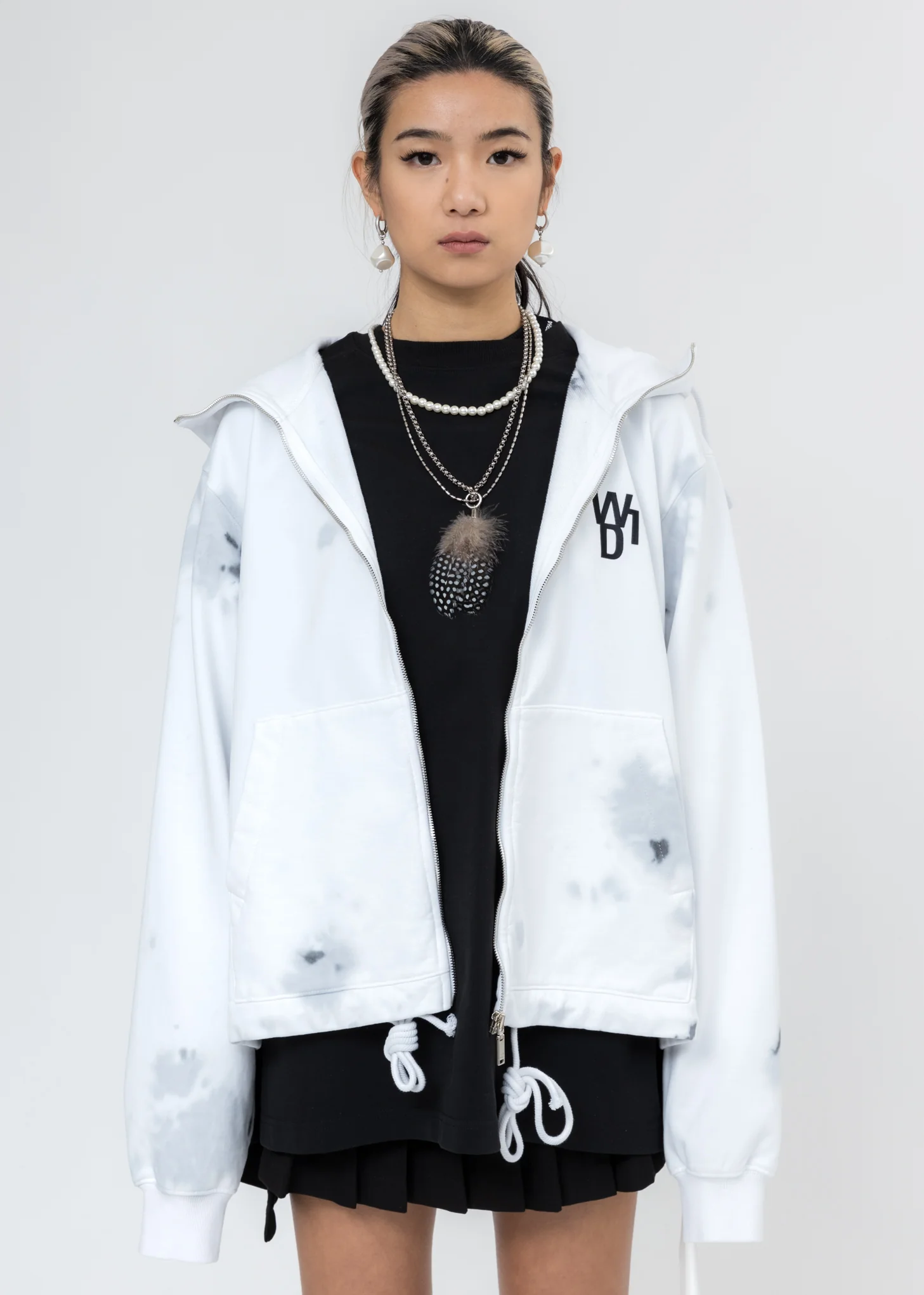 White Glow In The Dark Teddy Zip-Up Hoodie - Image 7