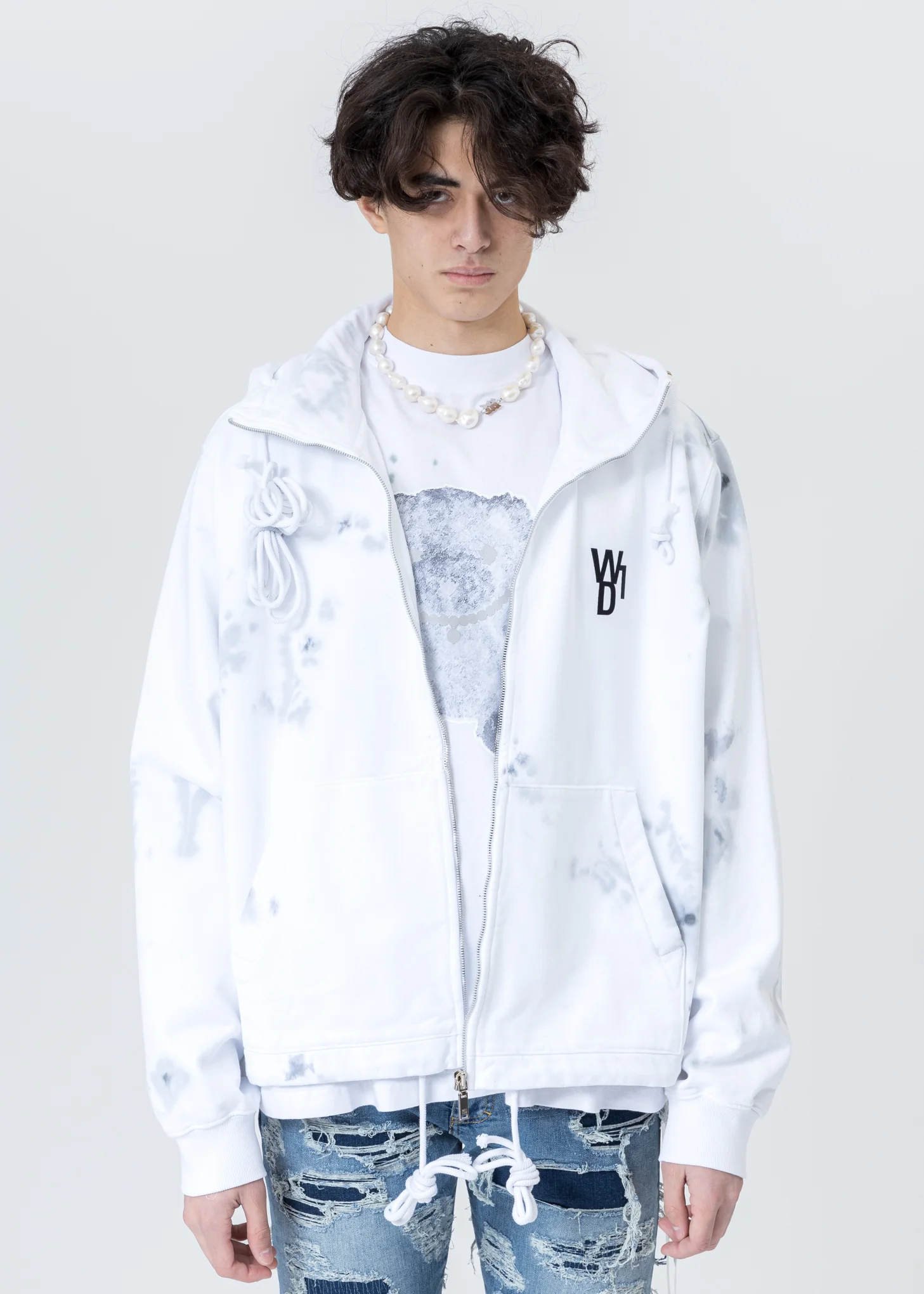 White Glow In The Dark Teddy Zip-Up Hoodie - Image 6