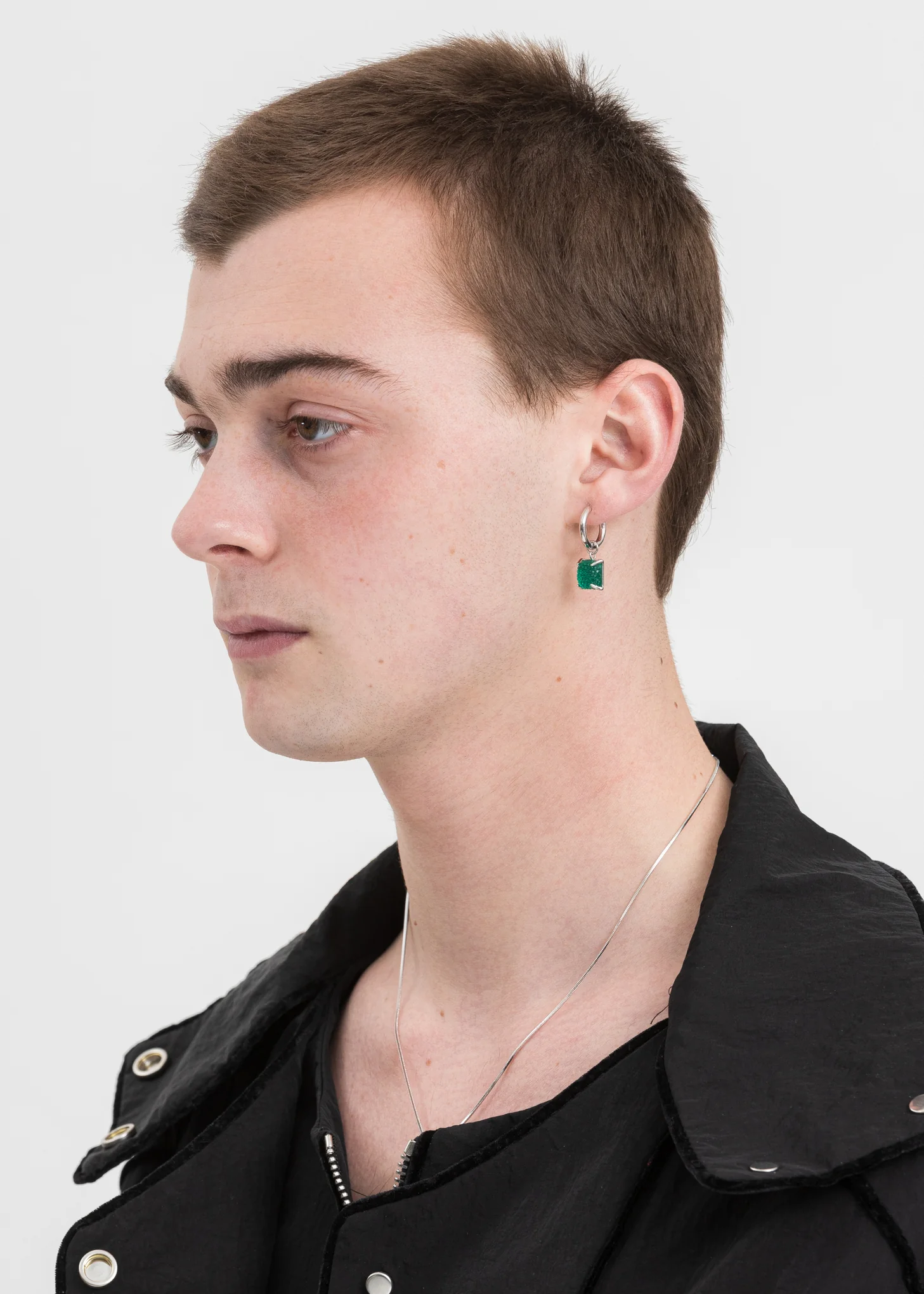 White Gold And Green Candy Earring- Pairs - Image 3